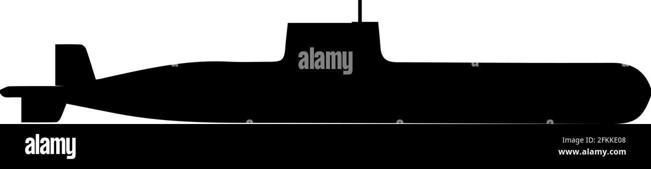 U-Boot-Schiff Silhouette Grafikdesign. Logo-Vorlage. Symbol „Seekonflikt“. Nukleares U-Boot-Symbol. Seeschlacht und Krieg Thema. Vektordarstellung Stock Vektor