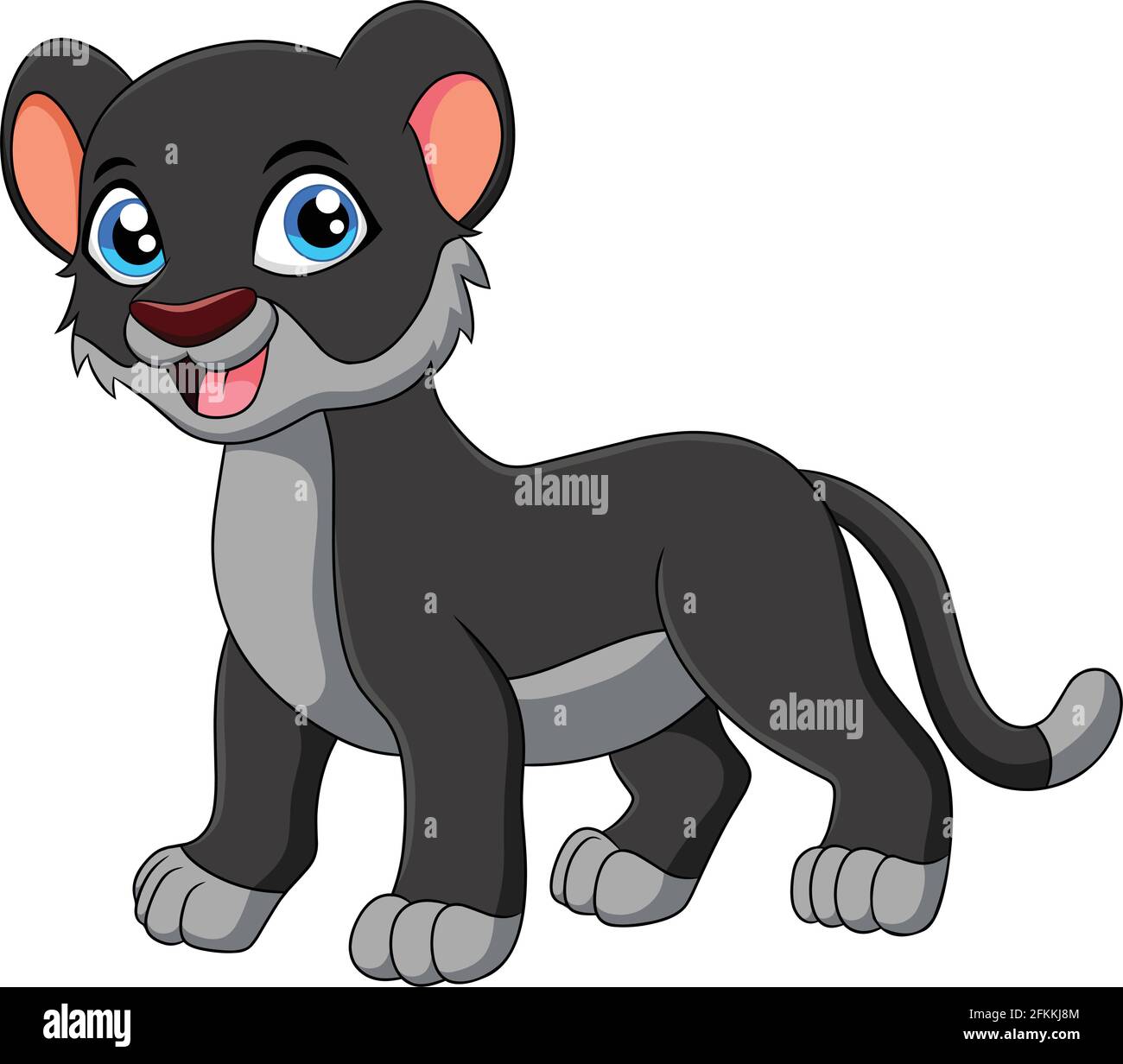 Cute Black Leopard Tier Cartoon Vektor Illustration Stock Vektor