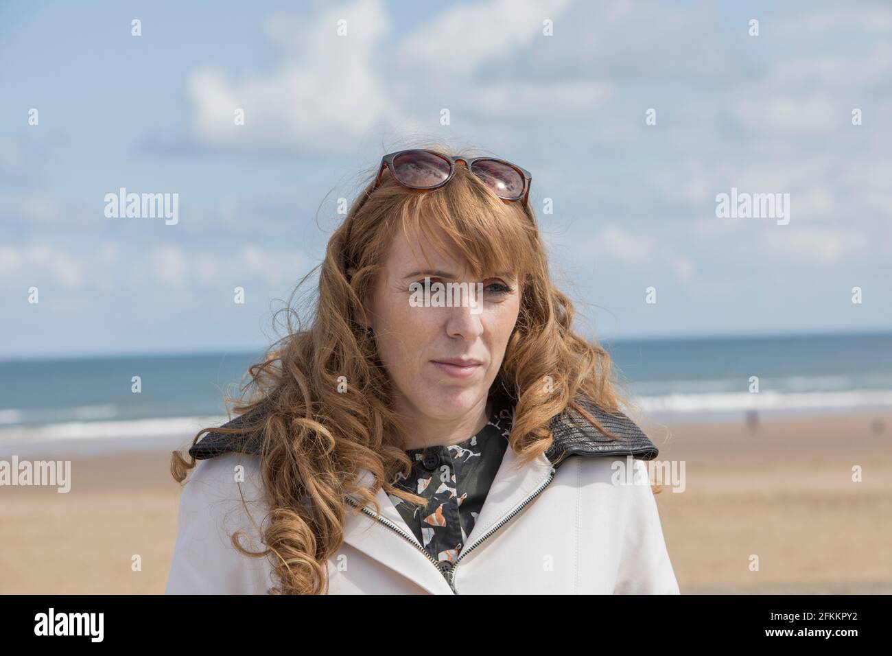 Angela Rayner, stellvertretende Vorsitzende der Labour Party, während der Kandidatur für den Labour-Kandidaten DR Paul williams in Seaton Carew. Stockfoto