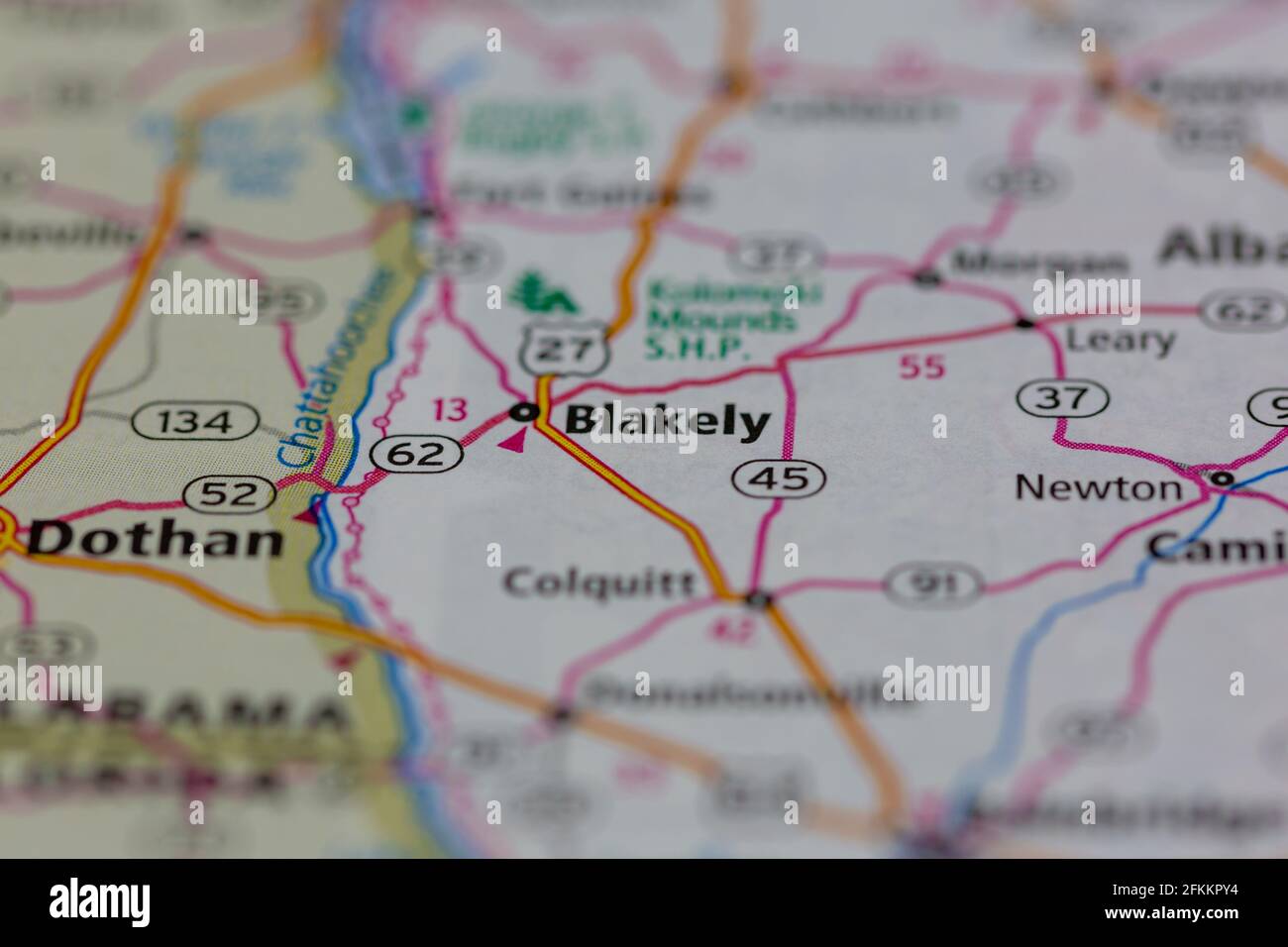 Blakely Georgia USA wird auf einer Geografie-Karte oder Straße angezeigt Karte Stockfoto