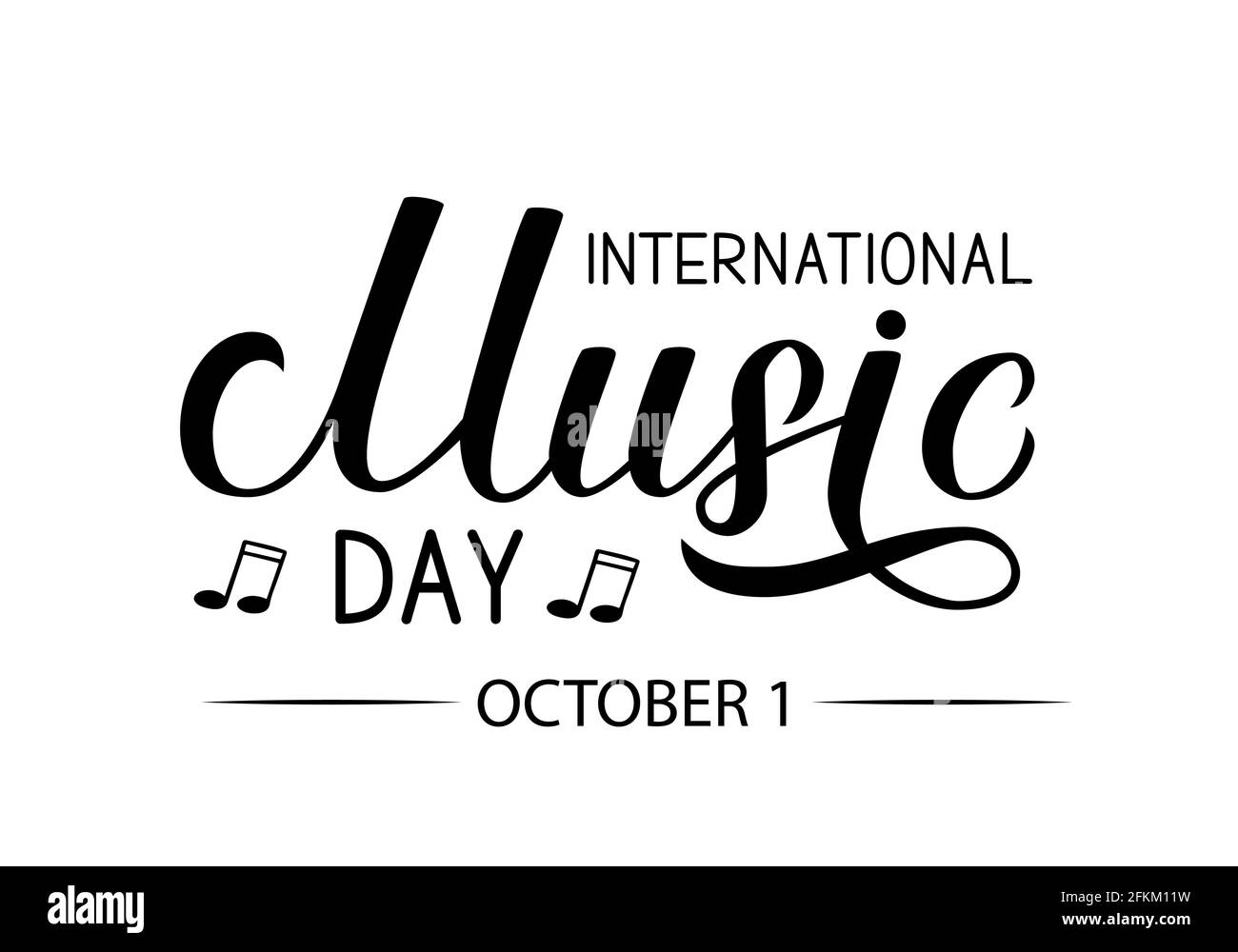 Internationaler Musiktag Schriftzug isoliert auf Weiß. Einfach zu bearbeiten Vektor-Vorlage für Typografie Poster, Banner, Flyer, etc. Stock Vektor