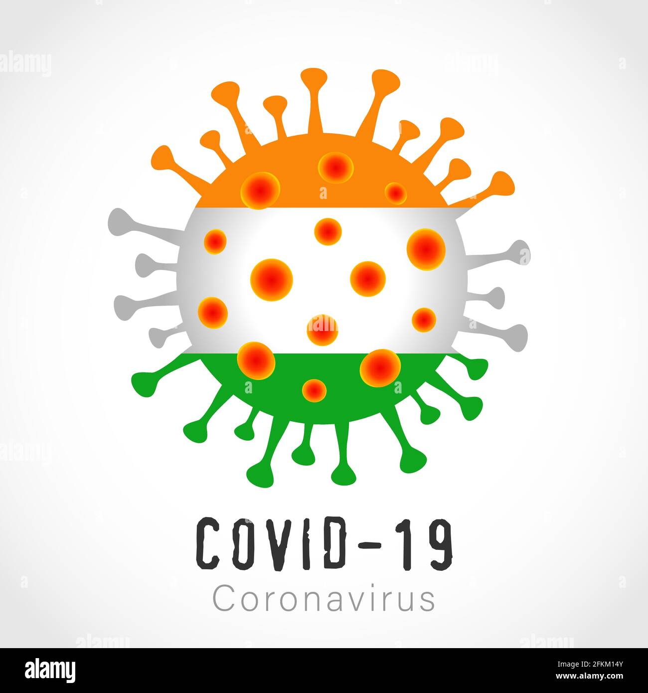 COVID-19 Coronavirus-Grippe-Symbol-Abbildung mit indischer Flagge. Quarantänekonzept, Zeit zum Impfen Banner - soziale Distanzierung für die Inder Stock Vektor