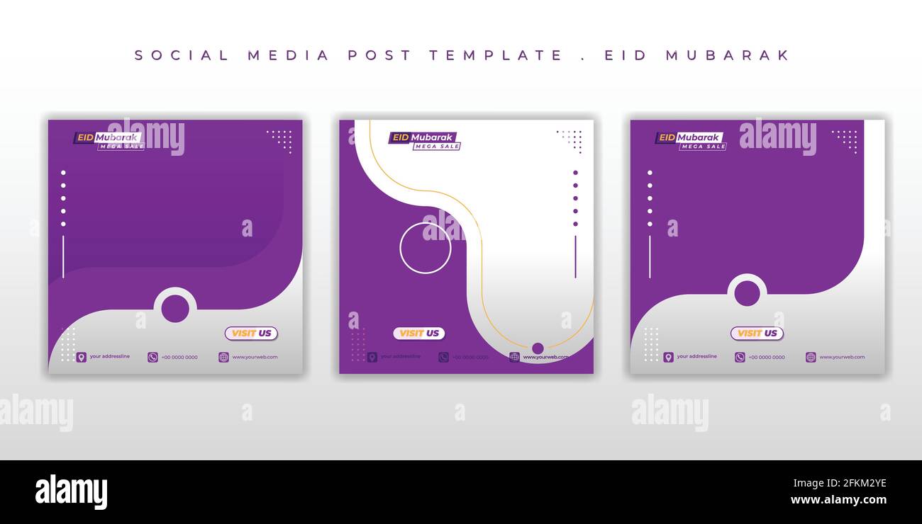 Set von Social Media Post-Vorlage mit einfachem Shape-Design. Eid Mubarak Hintergrunddesign. Gute Vorlage für ramadan oder eid Design. Stock Vektor
