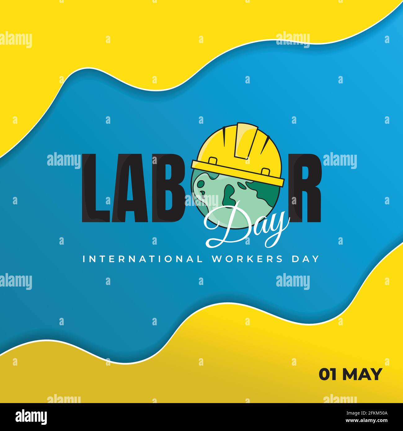 Labor Day Design mit Erde mit Helm. Gute Vorlage für den internationalen Arbeitertag Stock Vektor