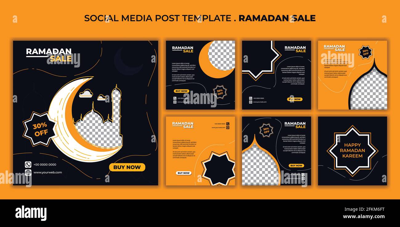 Social-Media-Vorlage mit Ramadan-Design. Set von Social Media Post Template Design. Gute Vorlage für ramadan oder eid Design. Stock Vektor