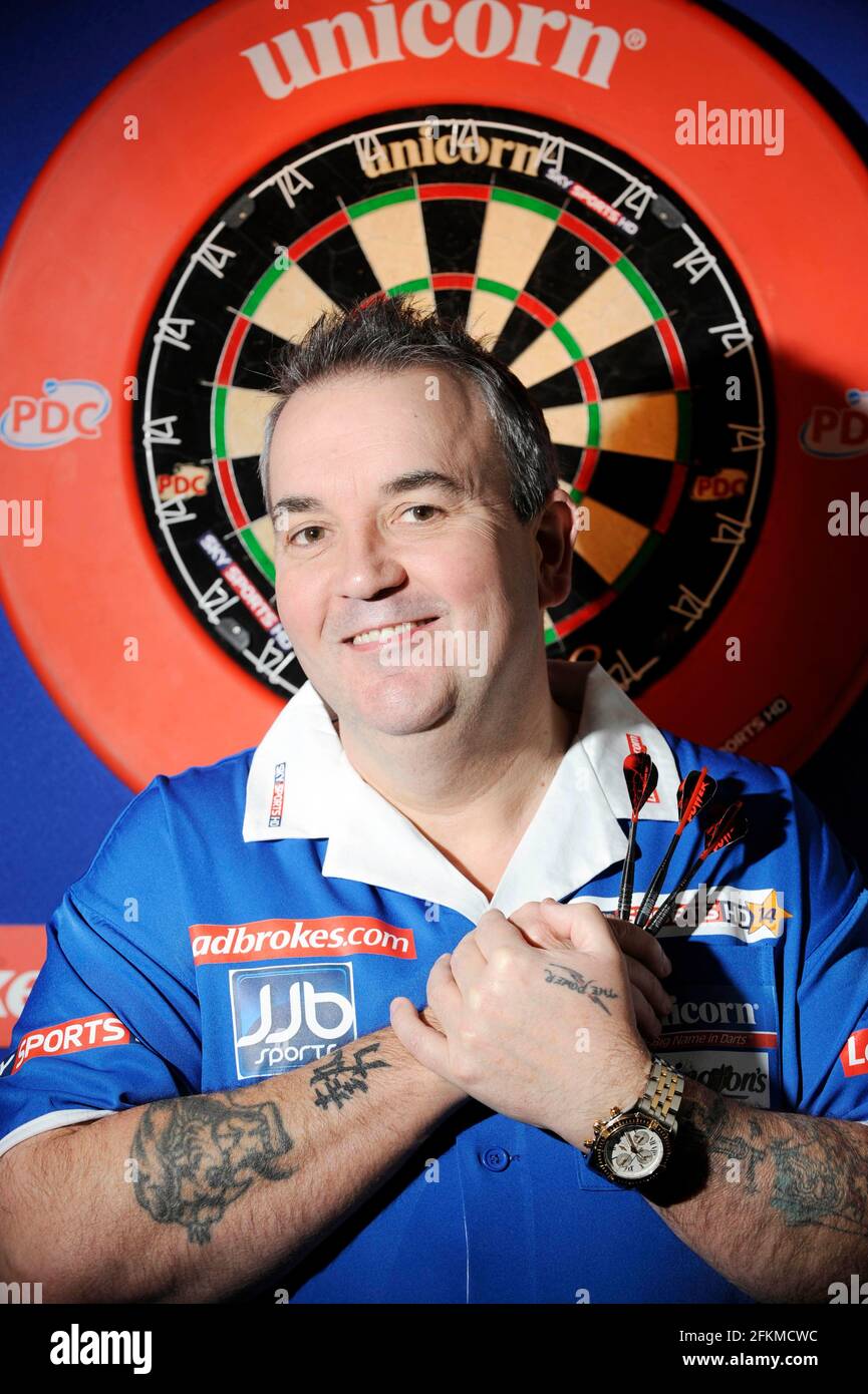 PHIL (die Macht) TAYLOR DARTS WELT CHAMP. 10/12/09. BILD DAVID ASHDOWN Stockfoto