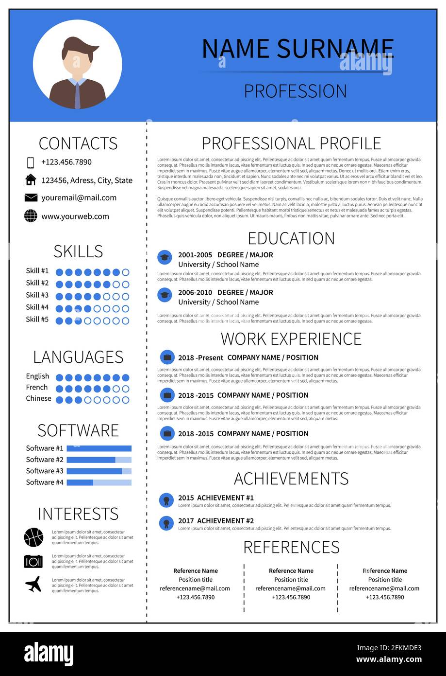 Vorlage für man fortsetzen Modernes CV Layout mit Infografik