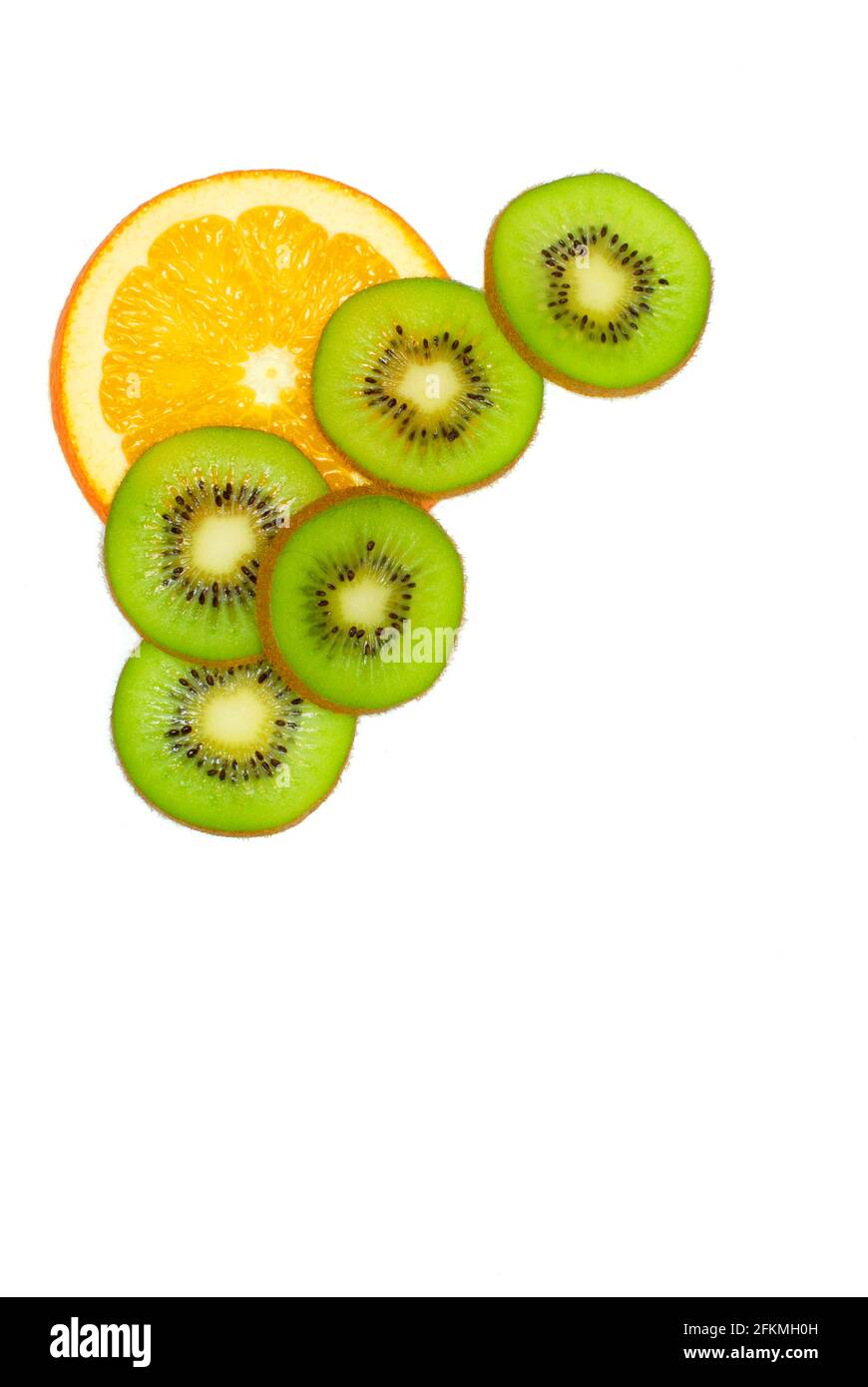 Orangenscheibe und Kiwi-Scheiben, Vitamin C Stockfoto