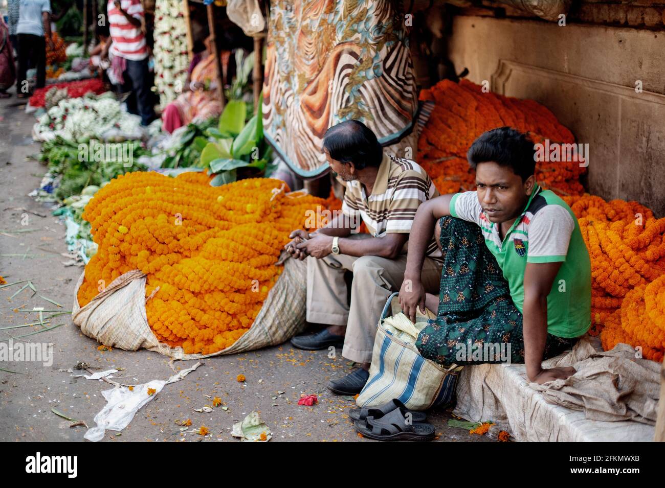 Blumenmarkt, Kalkutta, Westbengalen, Indien, Asien Stockfoto
