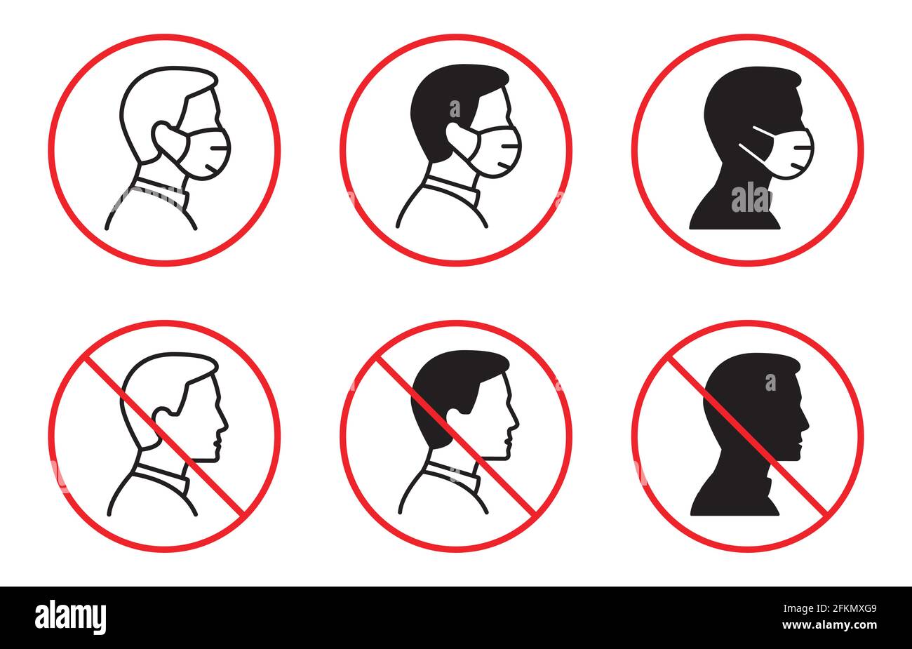 Kein Eintrag ohne Gesichtsmaske. Vektorgrafik isoliert auf Weiß. Stock Vektor