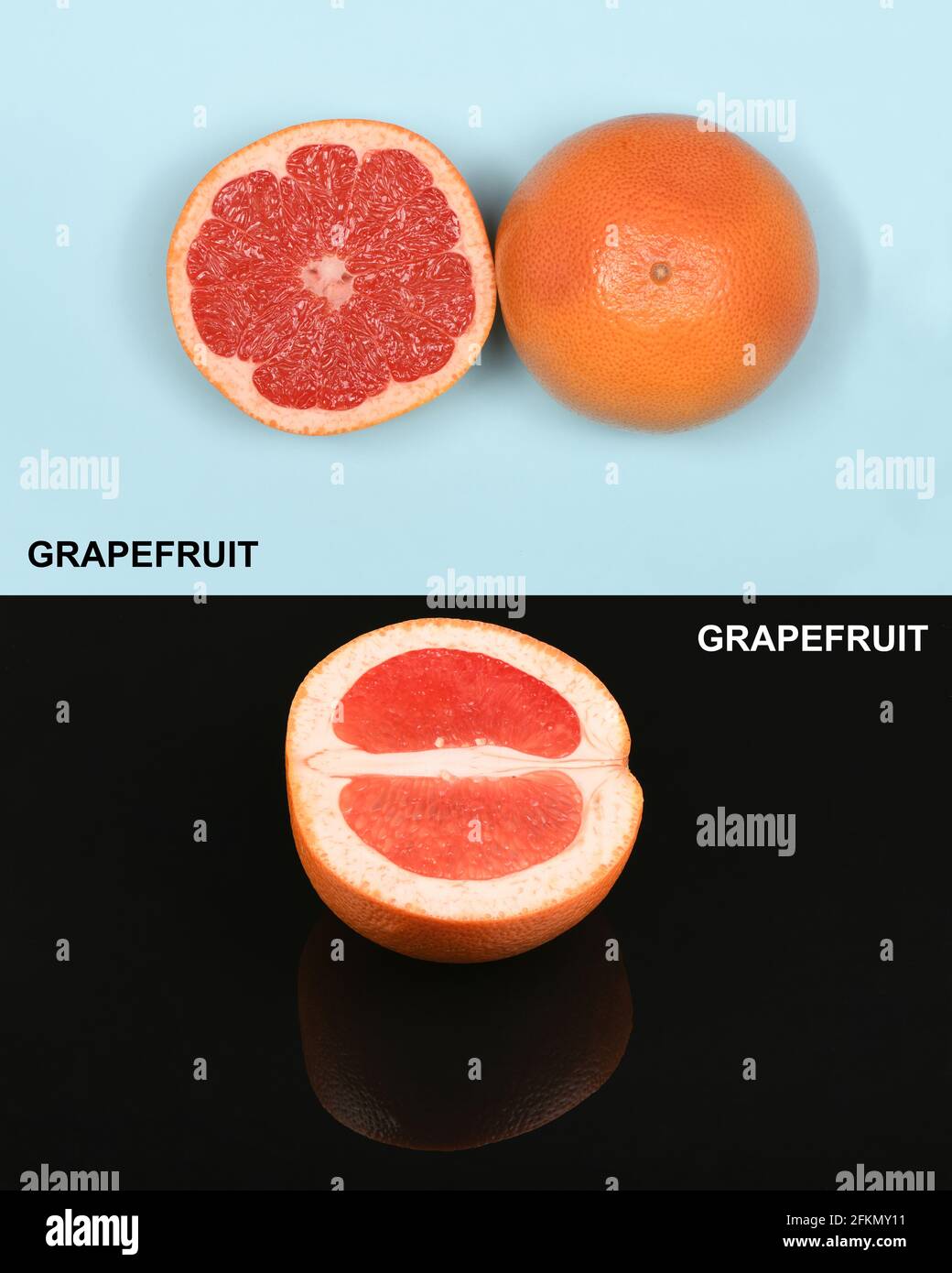 Kreatives Layout aus Grapefruit. Hochauflösendes Foto. Volle Schärfentiefe. Stockfoto