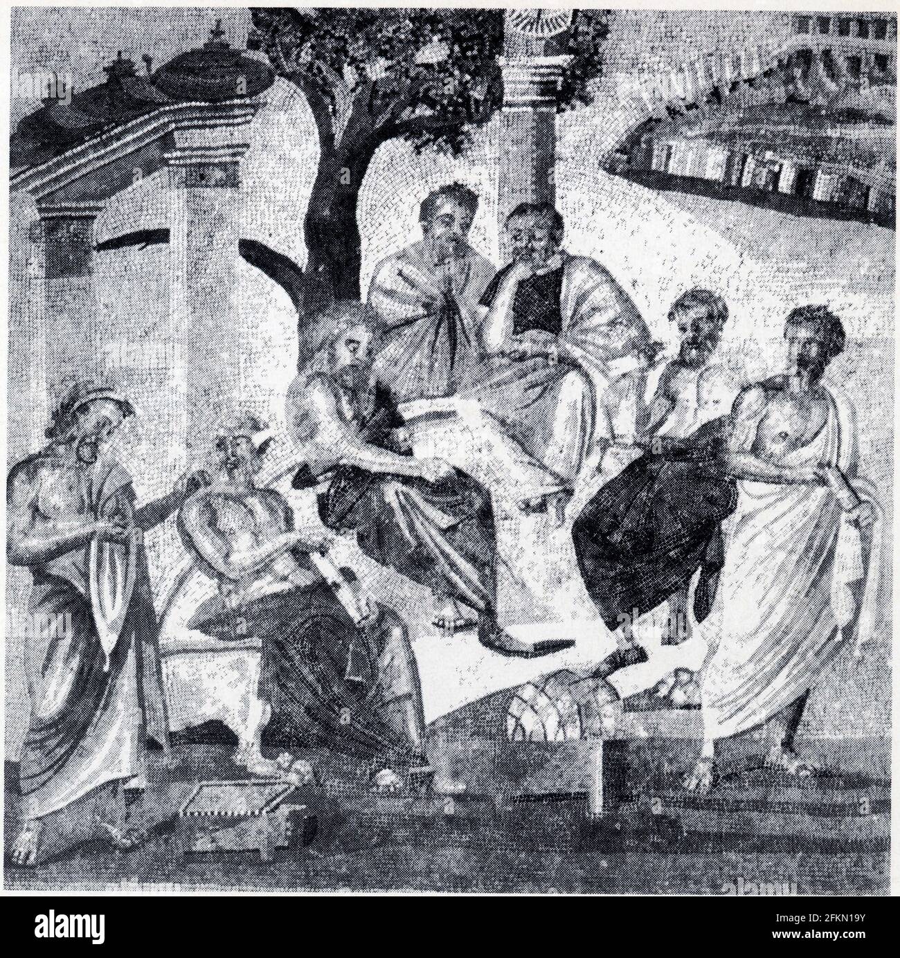 L'académie.Mosaïque des Environs de Pompéi.Musée de Naples Stockfoto