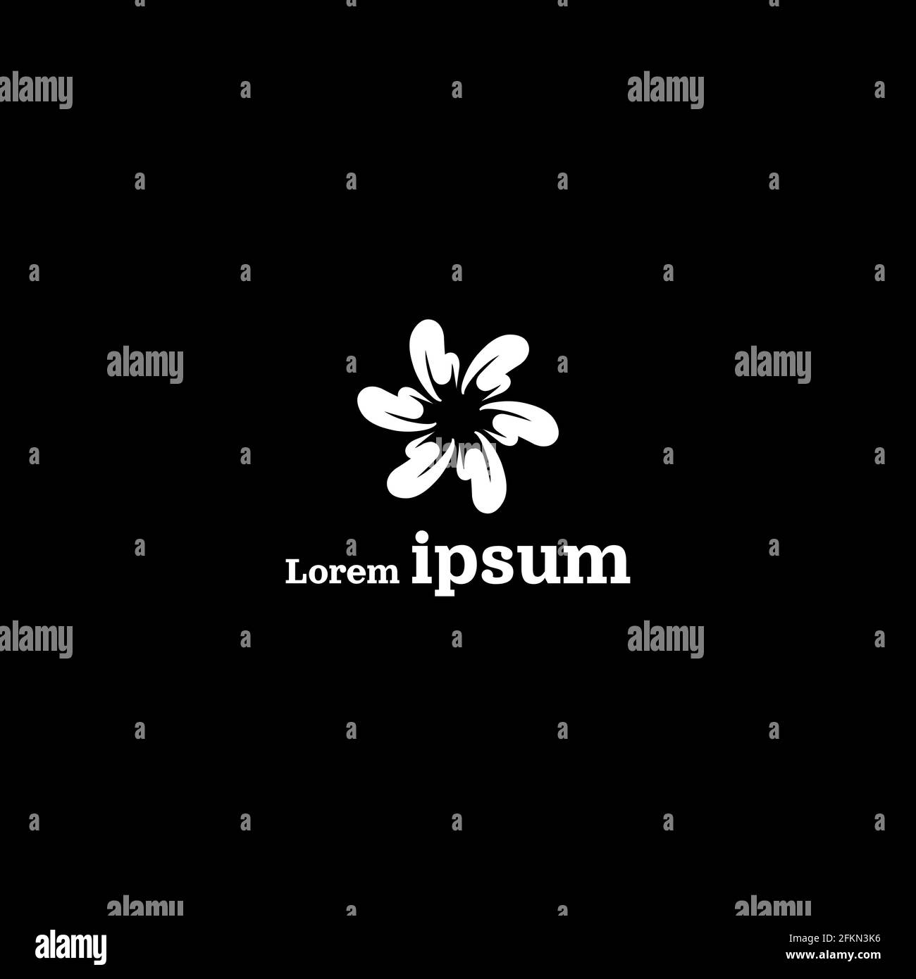 Bold Flower Abstract Creative Logo Design Vektor isoliert auf Schwarz Stock Vektor