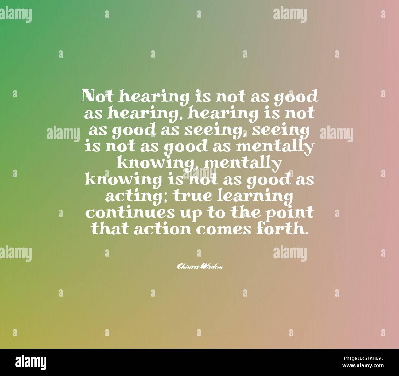 Motivierendes Zitat, dass wahres Lernen bis zum Punkt weitergeht Diese Aktion tritt hervor Stockfoto