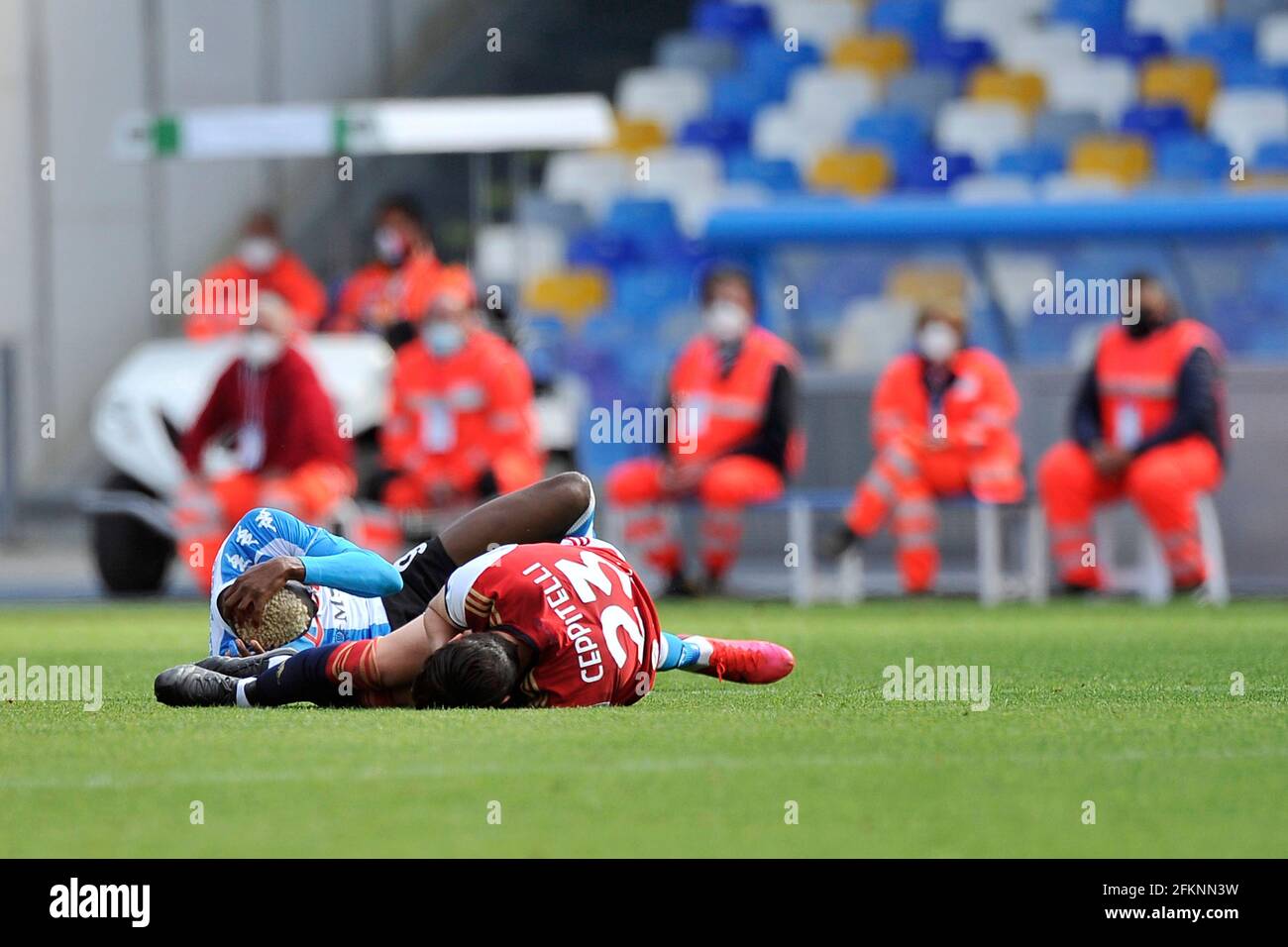 Victor Osimhen Spieler von Neapel, während des Spiels der italienischen Serie A Liga zwischen Neapel und Cagliari Endergebnis 1:1, Spiel im Stadion Diago Armando Maradona gespielt. Neapel, Italien, 02. Mai 2021. (Foto von Vincenzo Izzo/Sipa USA) Stockfoto