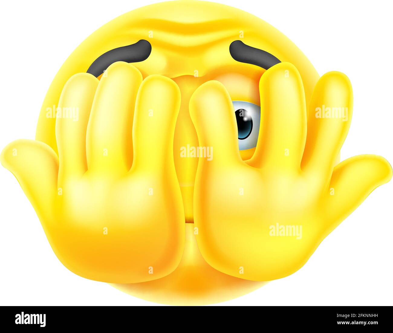Cartoon Emoticon Gesicht Symbol Versteckt Hinter Den Händen Stock Vektor
