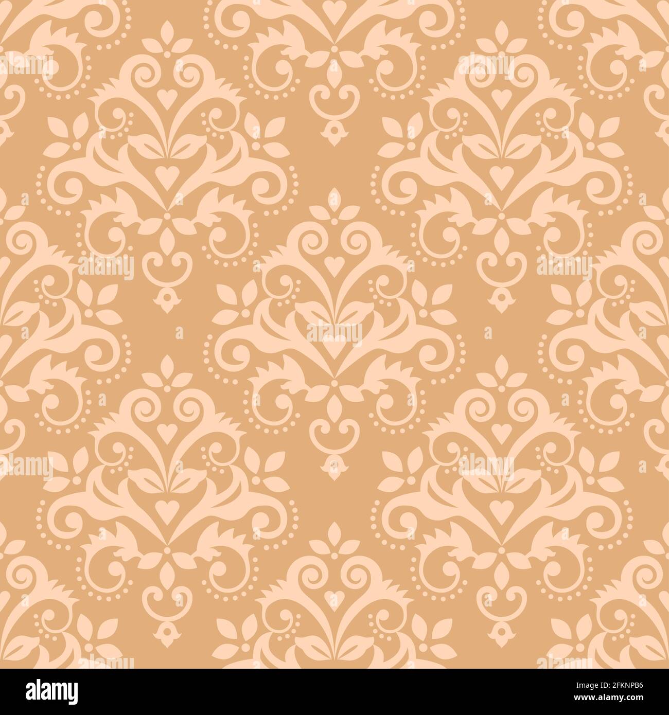 Damast gekachelte klassische Tapete, Textil- oder Stoffmuster, traditionelles Vektor-Design mit floralem Motiv Stock Vektor