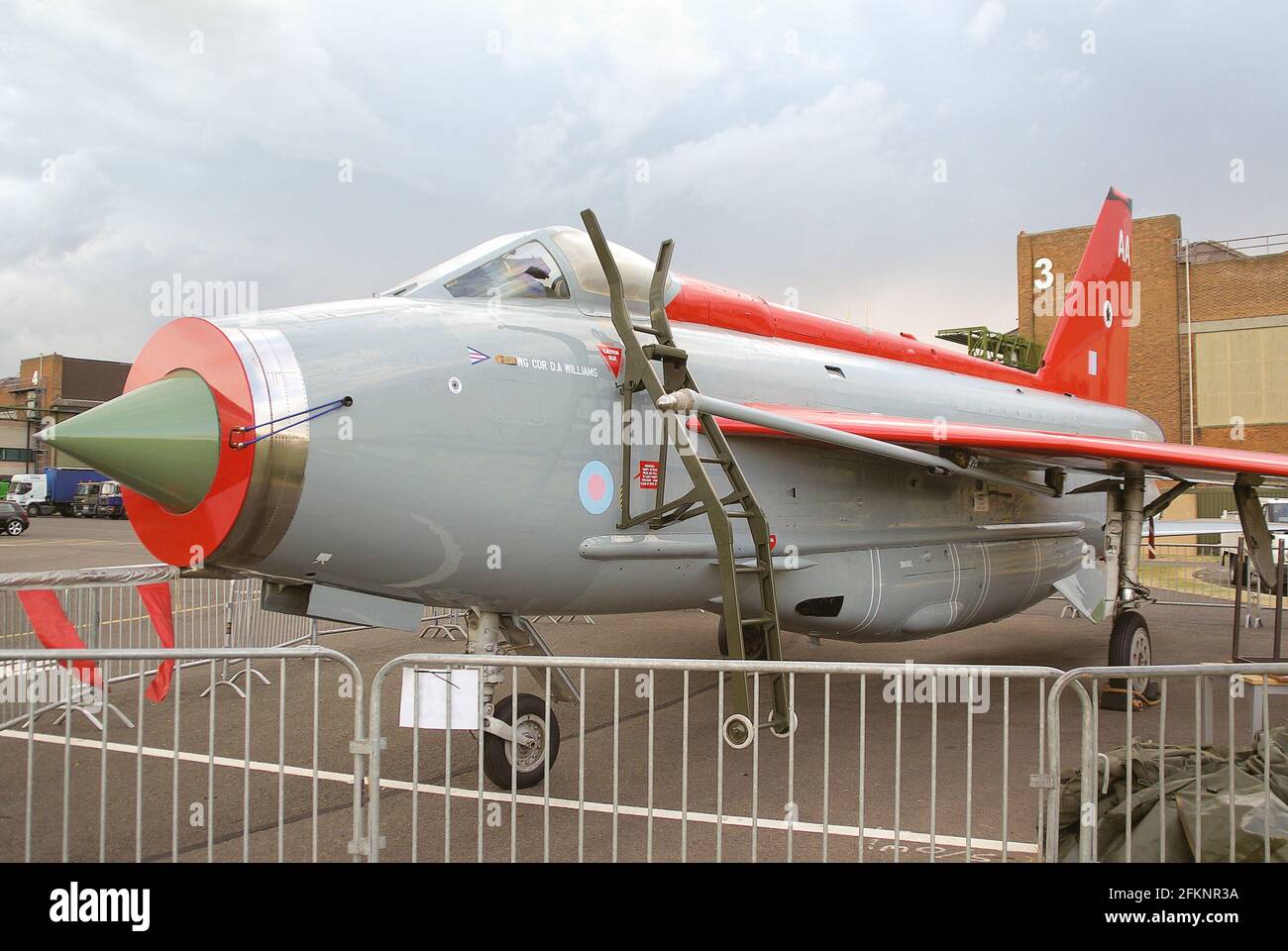 Englisches Electric Lightning F6-Kampfflugzeug XR770, restauriert und ausgestellt bei RAF Waddington, Lincolnshire, Großbritannien Stockfoto