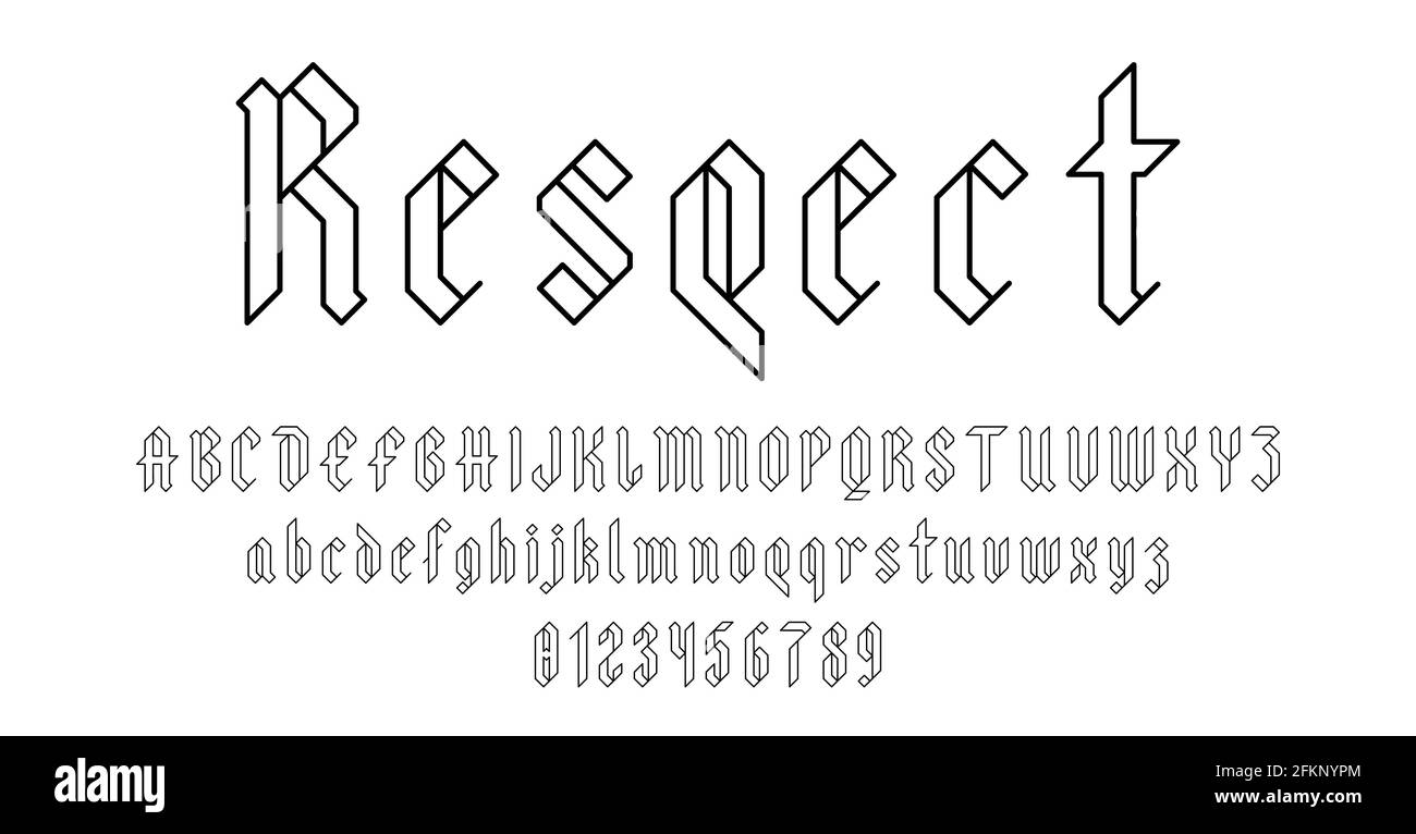 Satz von Alphabeten Schrift Buchstaben und Zahlen antiken vintage Blackletter Vektordarstellung des Konzeptes Stock Vektor