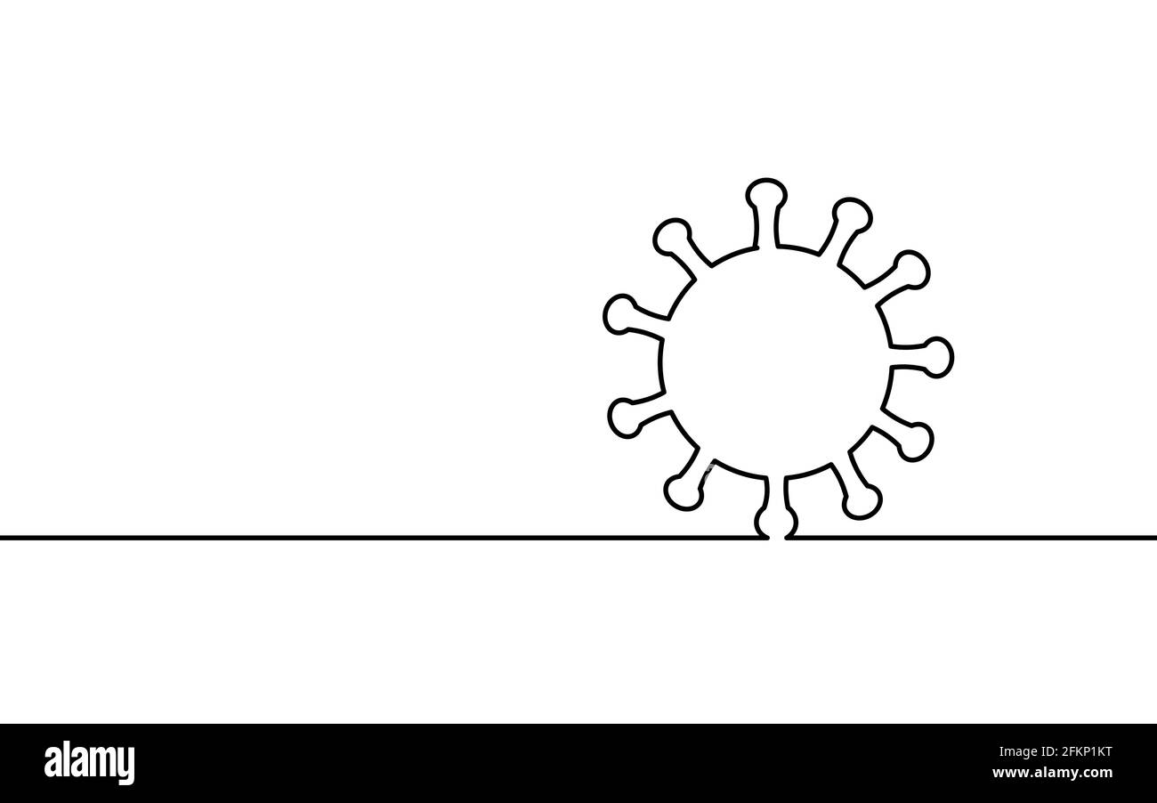 Durchgängiges, einzeiliges Art-Sicherheitskonzept. Pandemie COVID Coronavirus sichere handgezeichnete Skizze. Handschuhe maskieren Epidemiologie Pneumonie Allergie weiß Stock Vektor