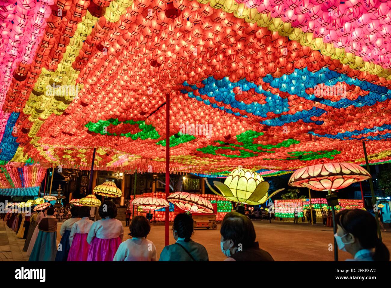 2021 Südkoreanisches Laternenfest, Jogyesa Buddhistischer Tempel, Seoul Stockfoto