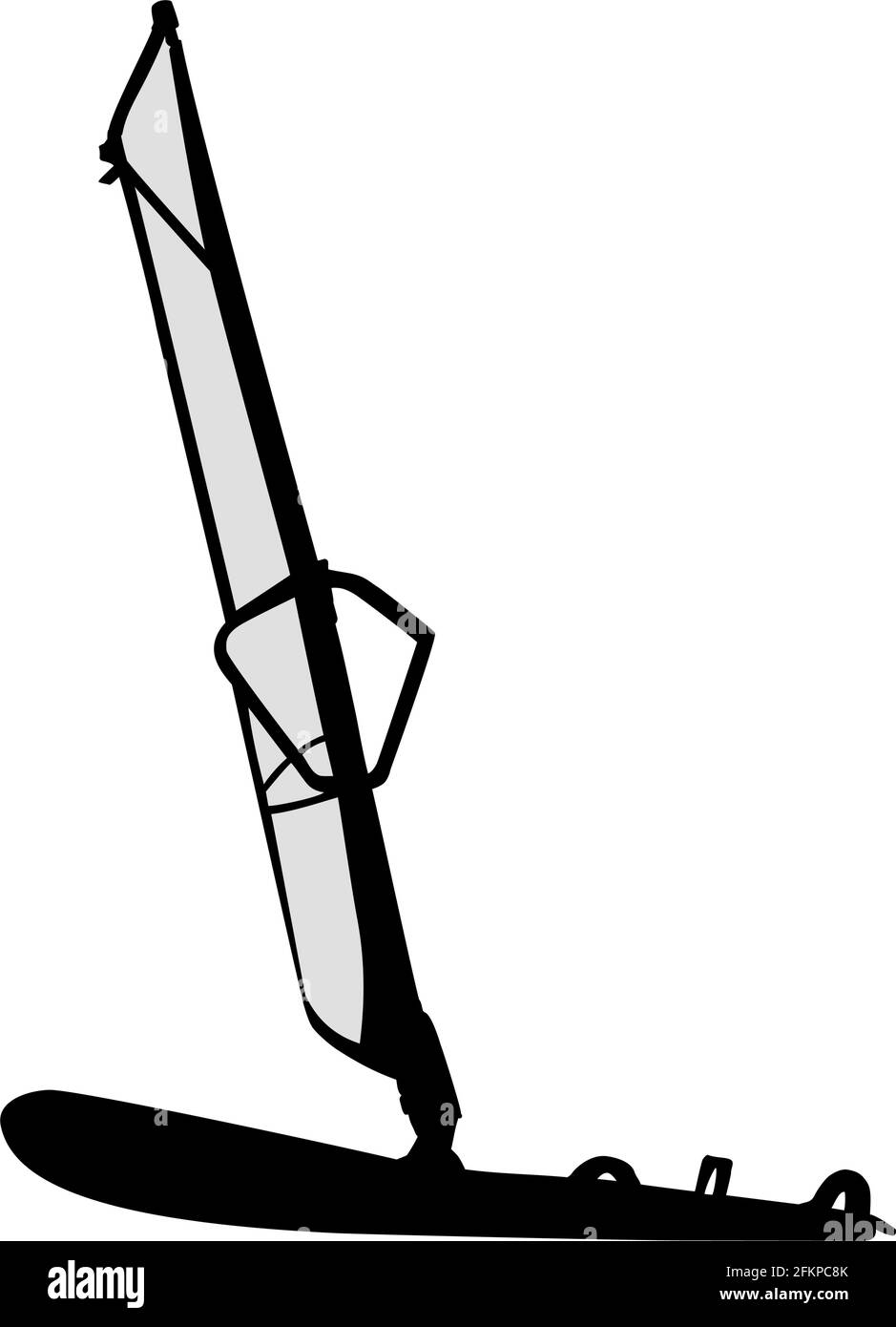 Silhouette Bild Surfbrett mit Segel. Symbolvektor für Illustrationsgrafiken Stock Vektor