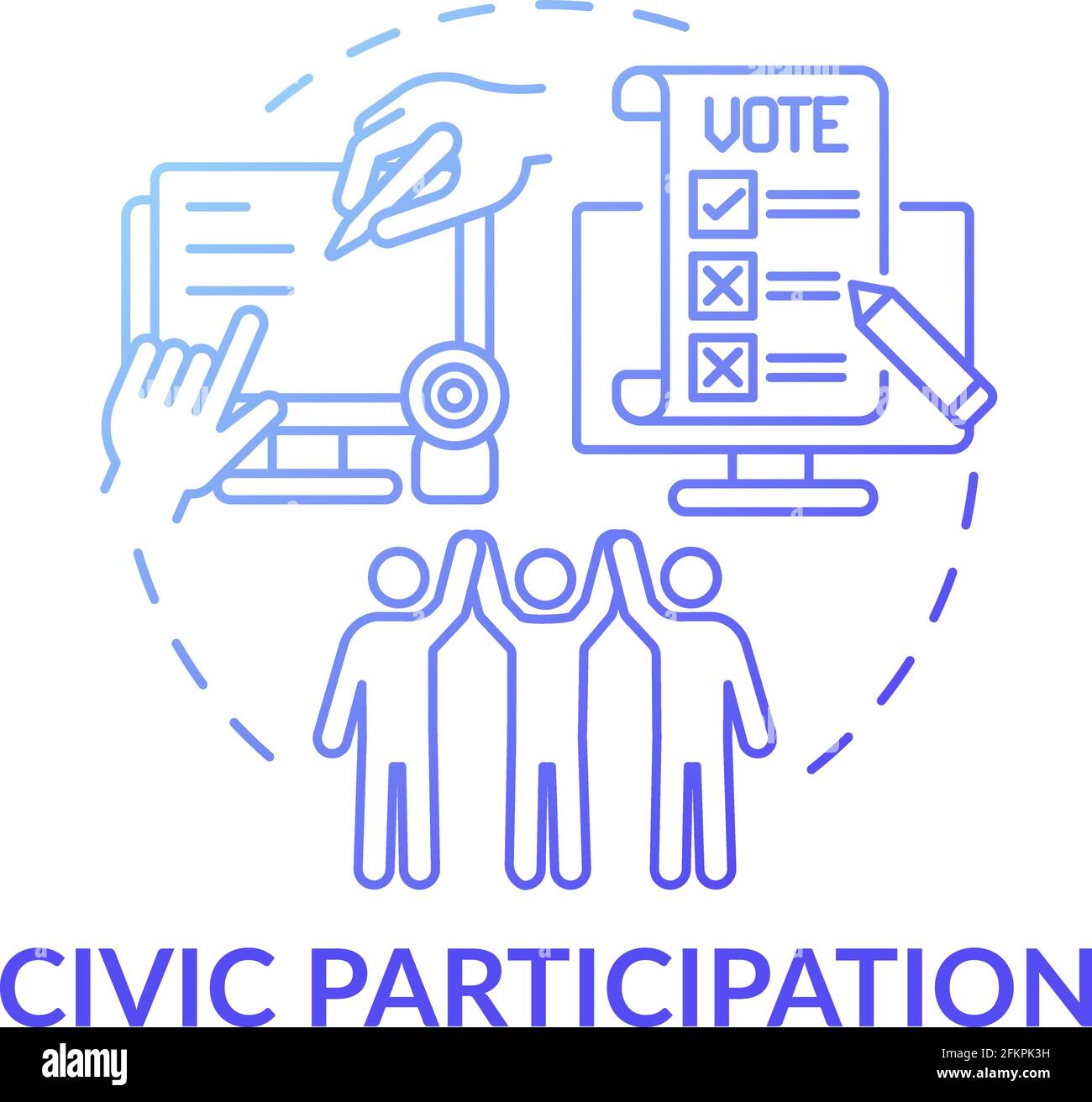 Civic Teilnahme dunkelblau Gradient Concept Icon Stock Vektor