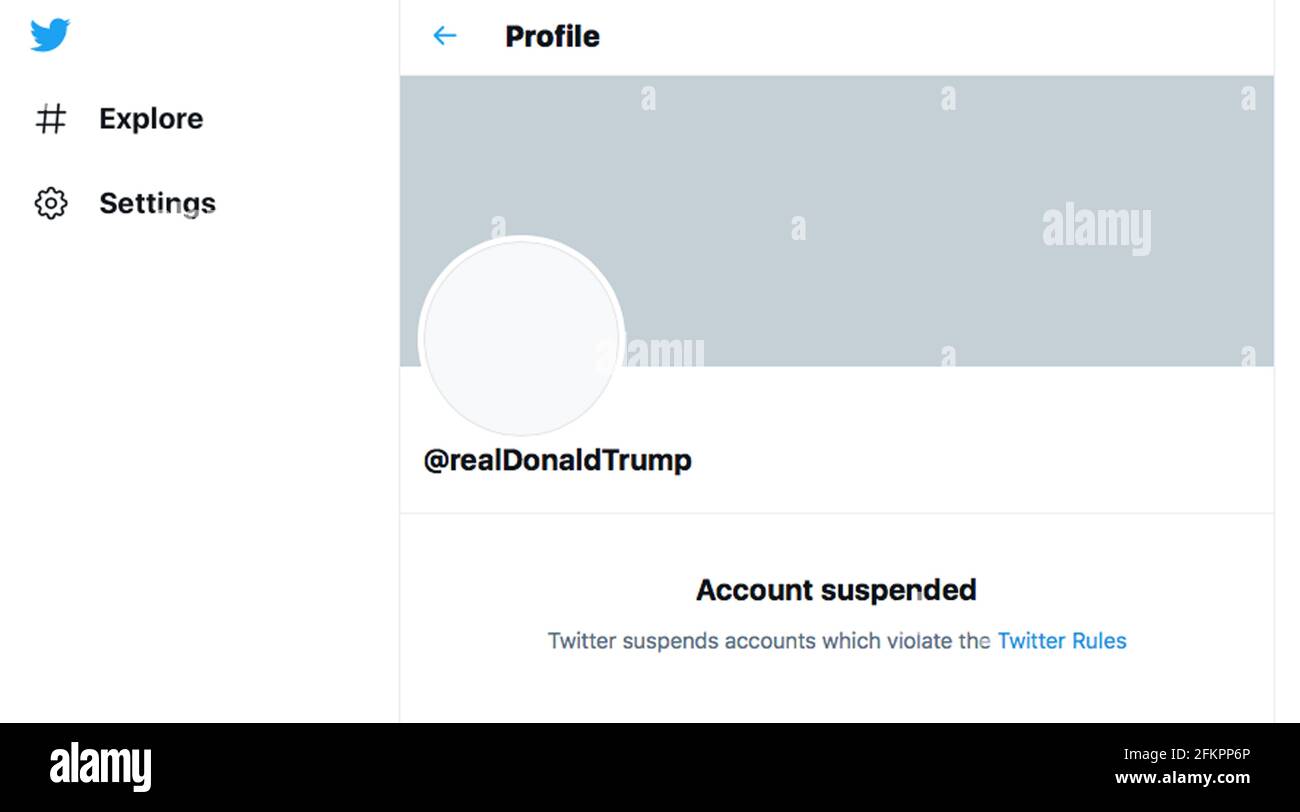 Donald Trump hat den Screenshot des Twitter-Kontos ausgesetzt Stockfoto