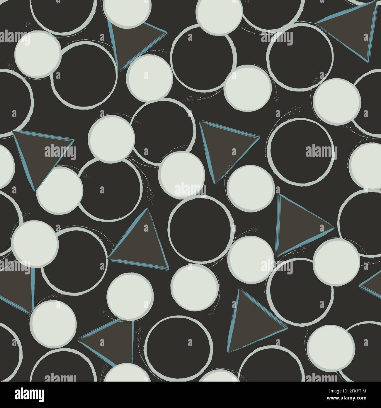 Nahtloses Muster aus einfachen geometrischen Formen auf dunklem Hintergrund. Abstrakter Hintergrund für Ihre Kreativität. Geeignet für Textilien, Verpackungspapier, Pos. Stock Vektor
