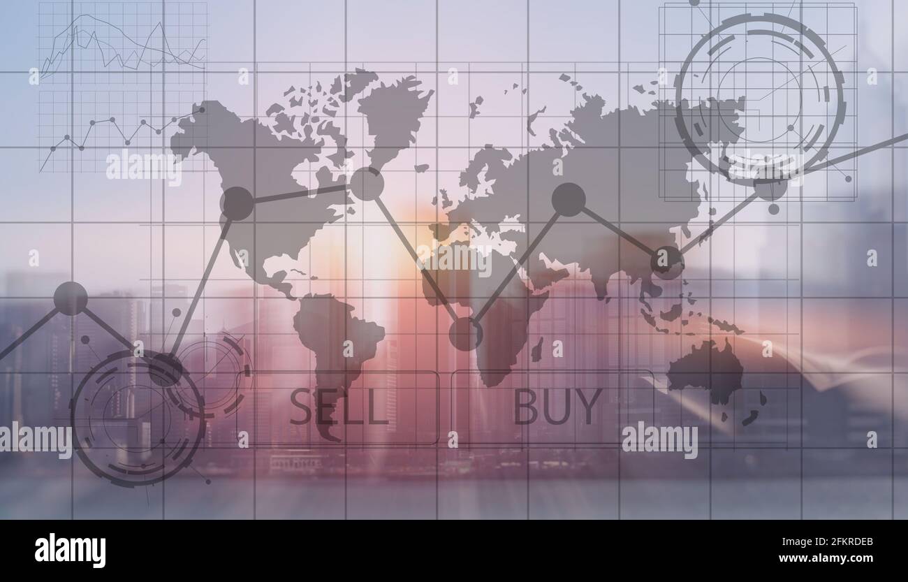 Verkaufen und Kaufen Finance Business Traders Konzept. Stockfoto
