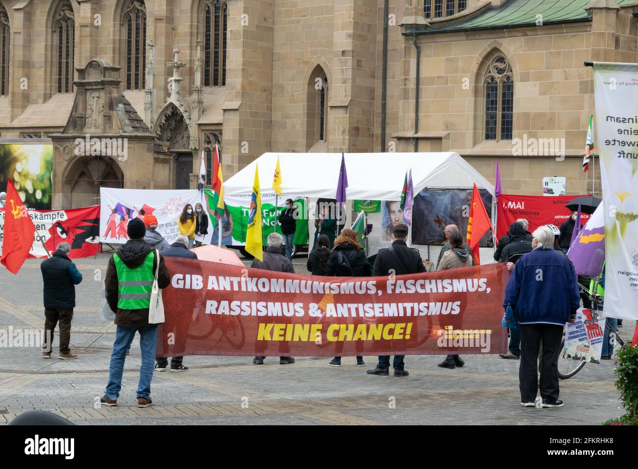 HEILBRONN, DEUTSCHLAND - 01. Mai 2021: Demonstration am 1. Mai in Heilbronn Deutschland Stockfoto