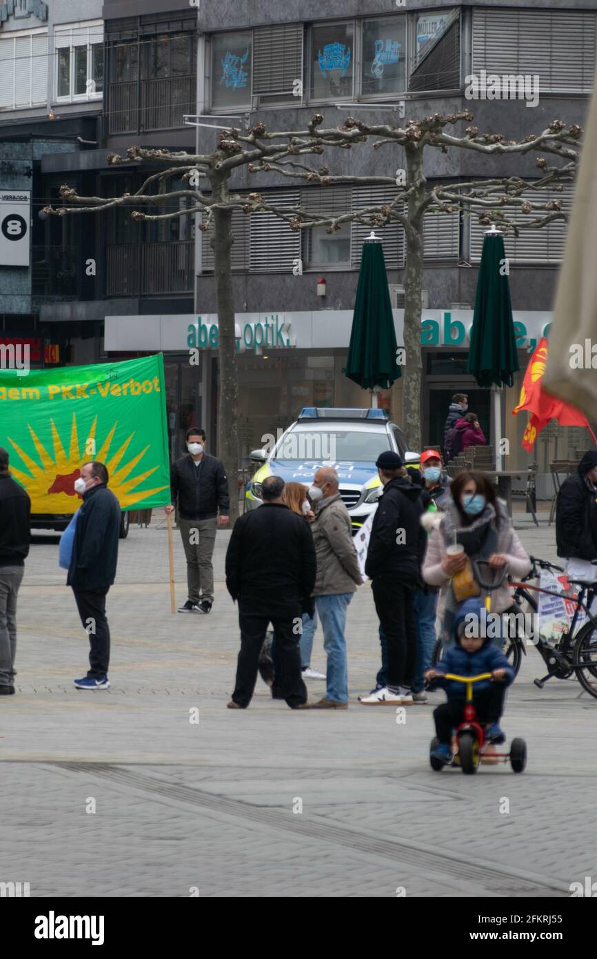 HEILBRONN, DEUTSCHLAND - 01. Mai 2021: Demonstration am 1. Mai in Heilbronn gernamy Stockfoto