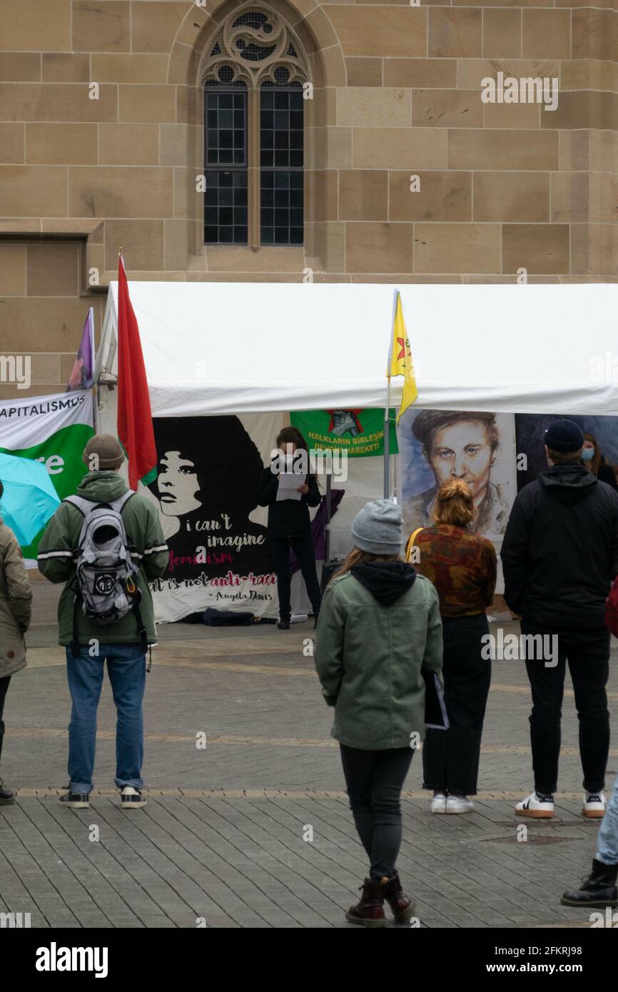 HEILBRONN, DEUTSCHLAND - 01. Mai 2021: Demonstration am 1. Mai in Heilbronn Deutschland Stockfoto