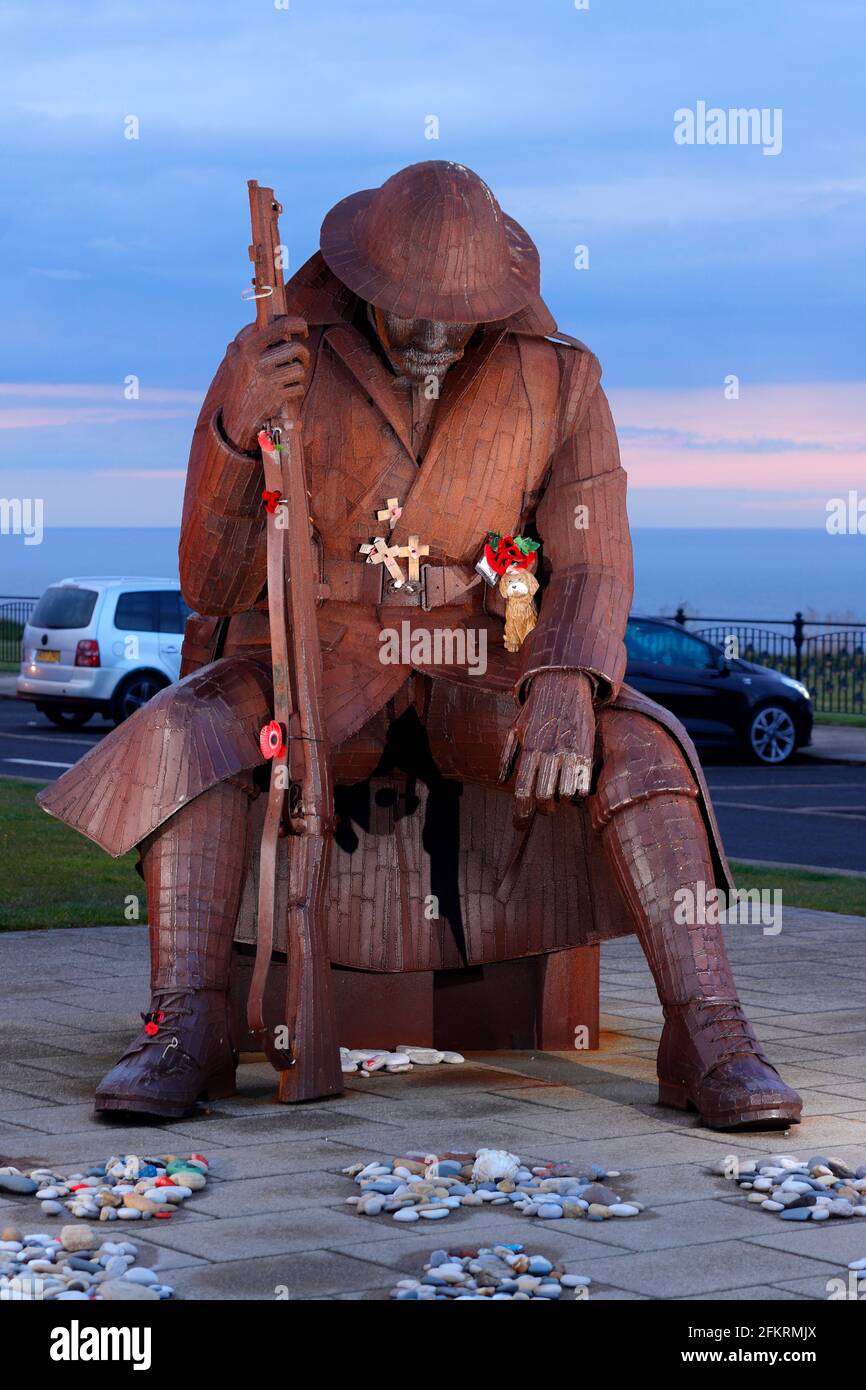 Tommy-Soldaten-Statue aus dem Ersten Weltkrieg in Seaham im County Durham Stockfoto