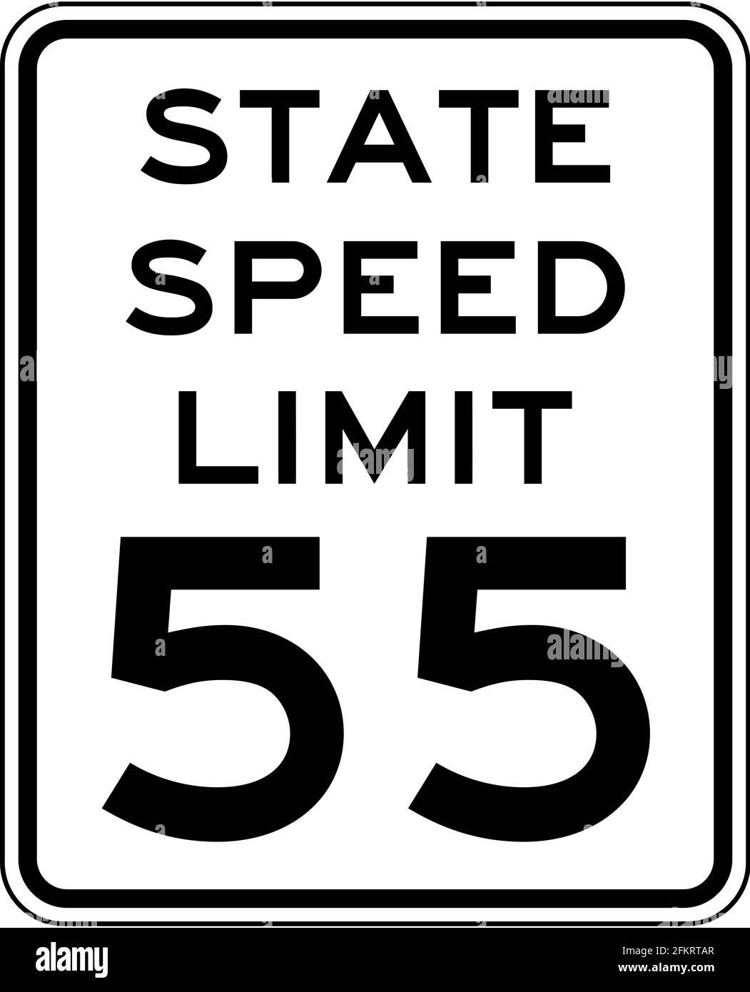 State Speed Limit 55 Offizielles US-Straßenschild Illustration Stockfoto