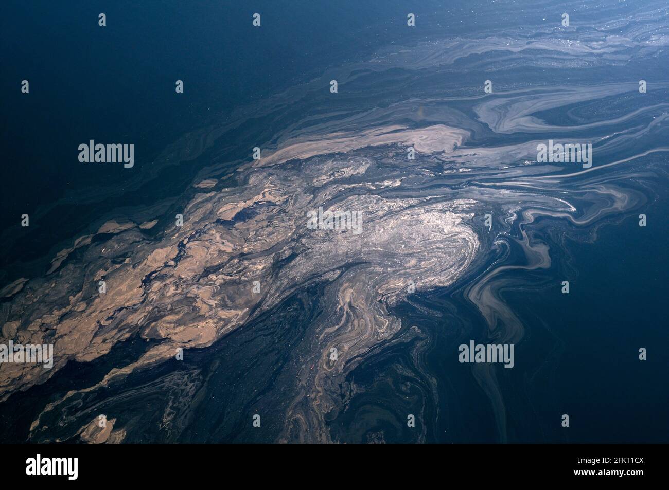 Ladysmith Harbour, abstraktes Bild, Luftaufnahmen von Vancouver Island, British Columbia, Kanada. Stockfoto
