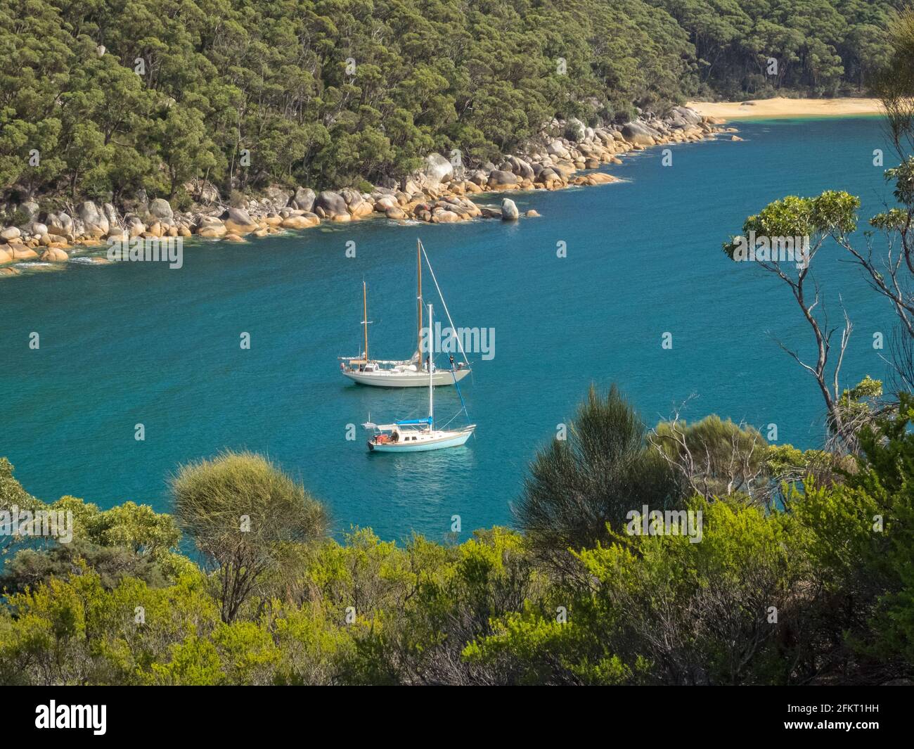 Refuge Cove bietet sicheren Ankerplatz für diejenigen, die durch und um die Südküste von Victoria - Wilsons Promontory, Victoria, Australien segeln Stockfoto