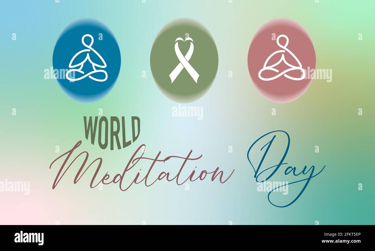 World Meditation Day Gesundheitsprävention und Sensibilisierung Vektor-Konzept. Banner, Poster – Vorlage Für Die Kampagne Zum Weltmeditationstag. Stock Vektor