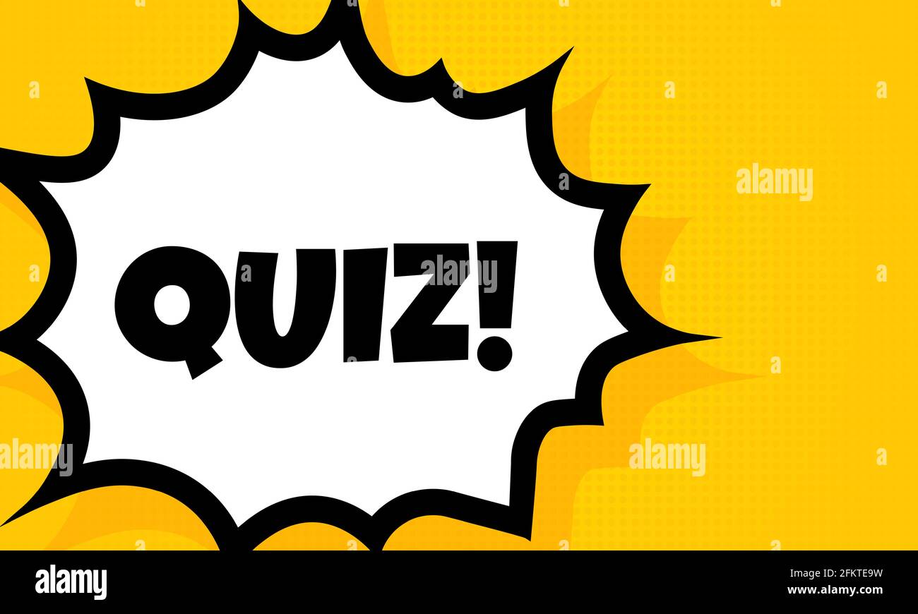 Banner der Sprechblase des Quiz. Pop Art im Retro-Comic-Stil. Für Unternehmen, Marketing und Werbung. Vektor auf isoliertem Hintergrund. EPS 10 Stock Vektor