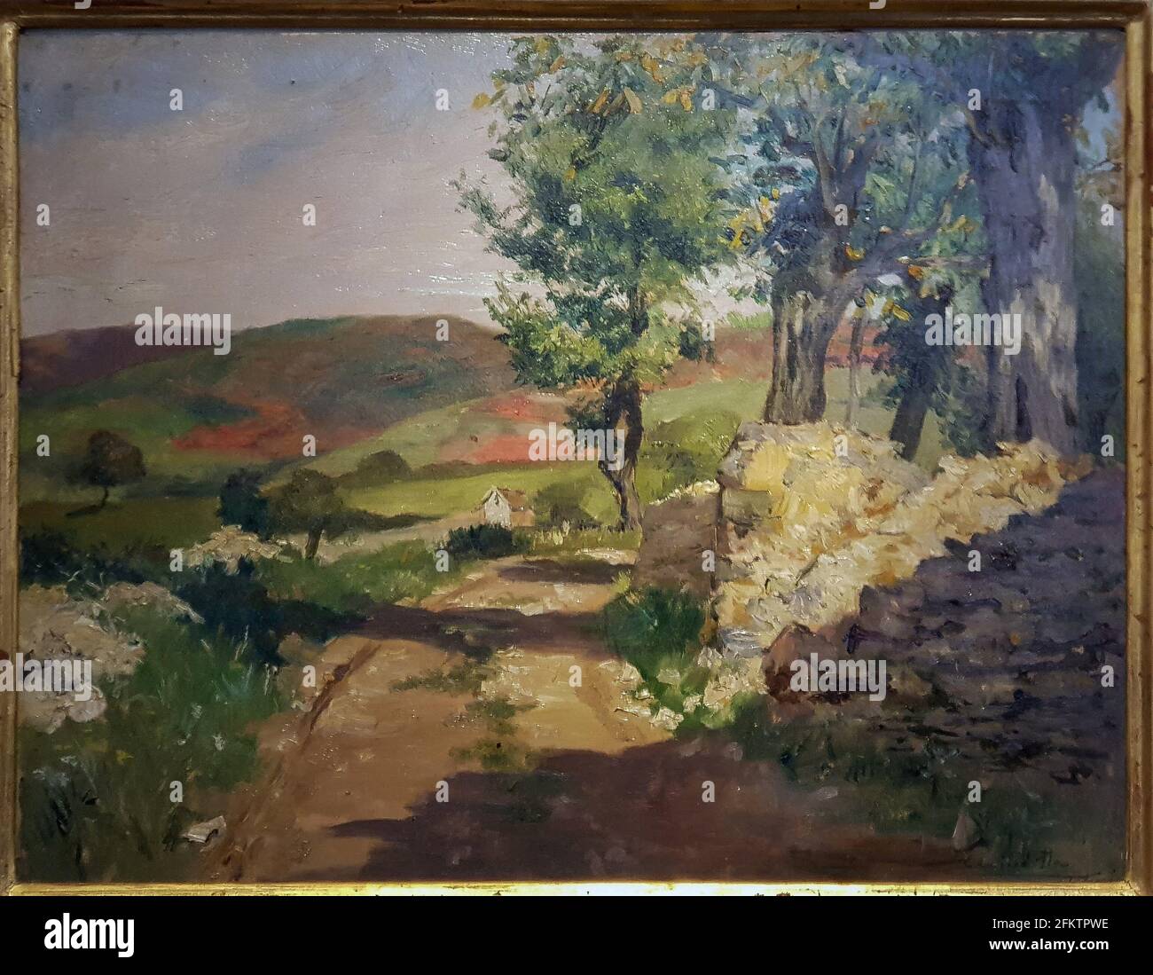 Cecilio Pal Gallardo (1880-1934). Ländliche Landschaft in Asturien. Öl auf Holz. Stockfoto