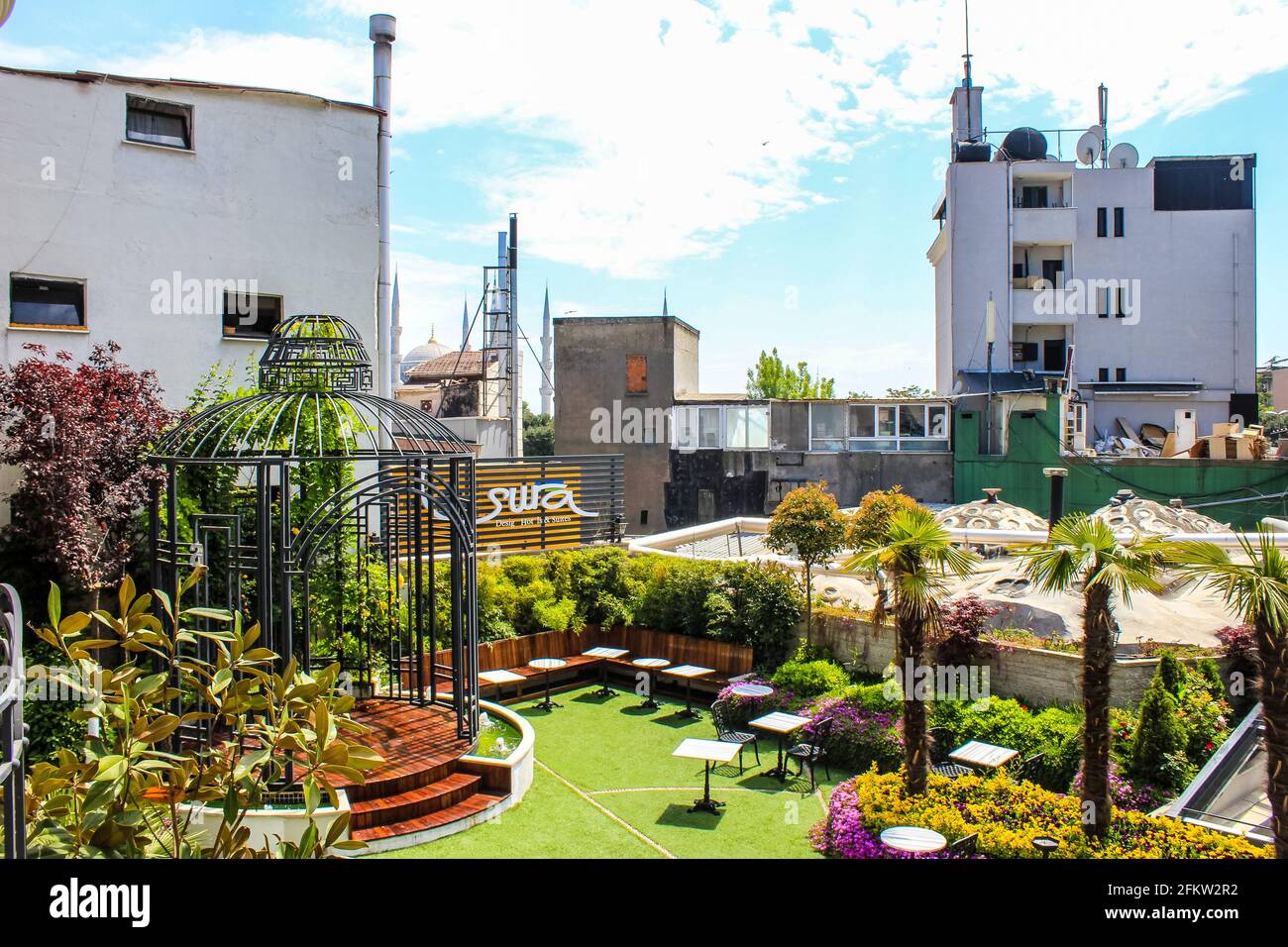 Istanbul, Türkei - 12. Mai 2013: Blick vom Sura Design Hotel und Suiten Zimmer Balkon Stockfoto