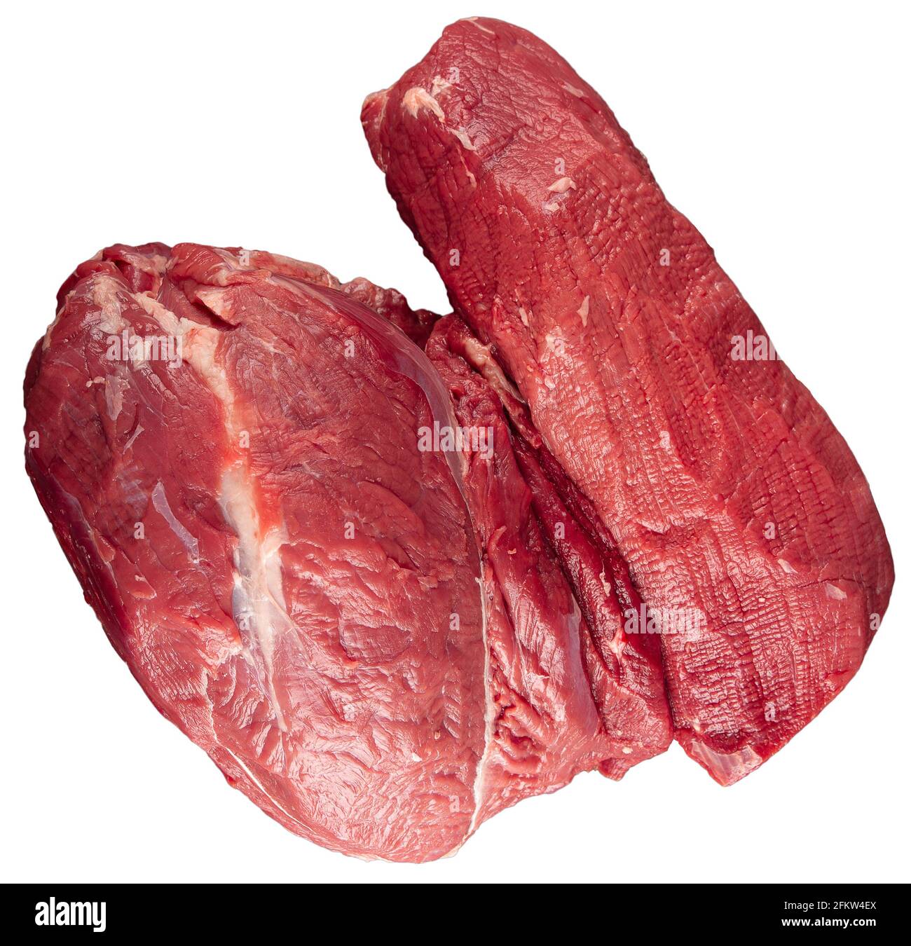 Isoliertes rohes, ungekochtes Rinderfilet-Rumpffleisch Stockfoto