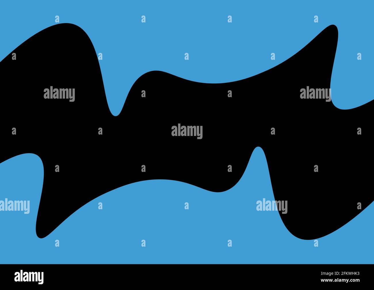 Illustration der schwarzen abstrakten Form mit Kopierraum auf blau Hintergrund Stockfoto