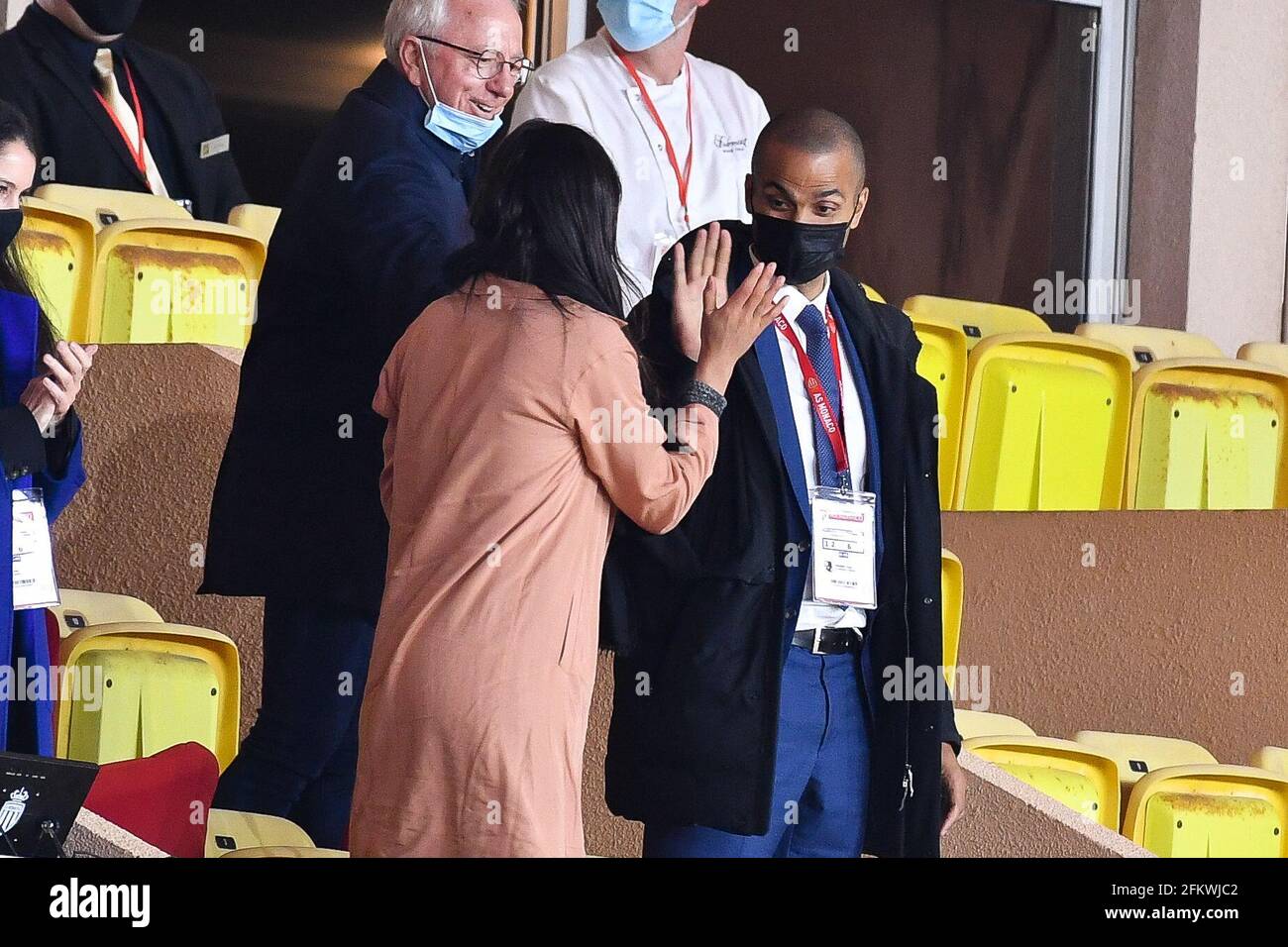 Alize Lim und Tony Parker nehmen am 2. Mai 2021 am Spiel Monaco gegen Lyon - Ligue 1 Uber Eats im Louis II Stadium in Monaco Teil. (Foto von Lionel Urman/Sipa USA) Stockfoto