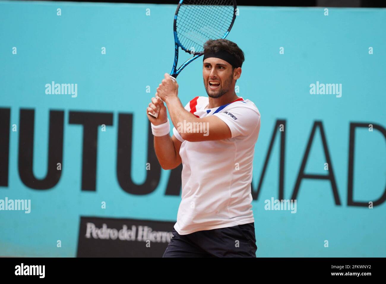 Carlos Taberner (SPA) gegen FabioFognini (ITA) während der Montagssitzung bei den Mutua Madrid Tennis Open in Madrid, Spanien, am 3. Mai 2021. (Foto von Cordon Press/Sipa USA) Stockfoto