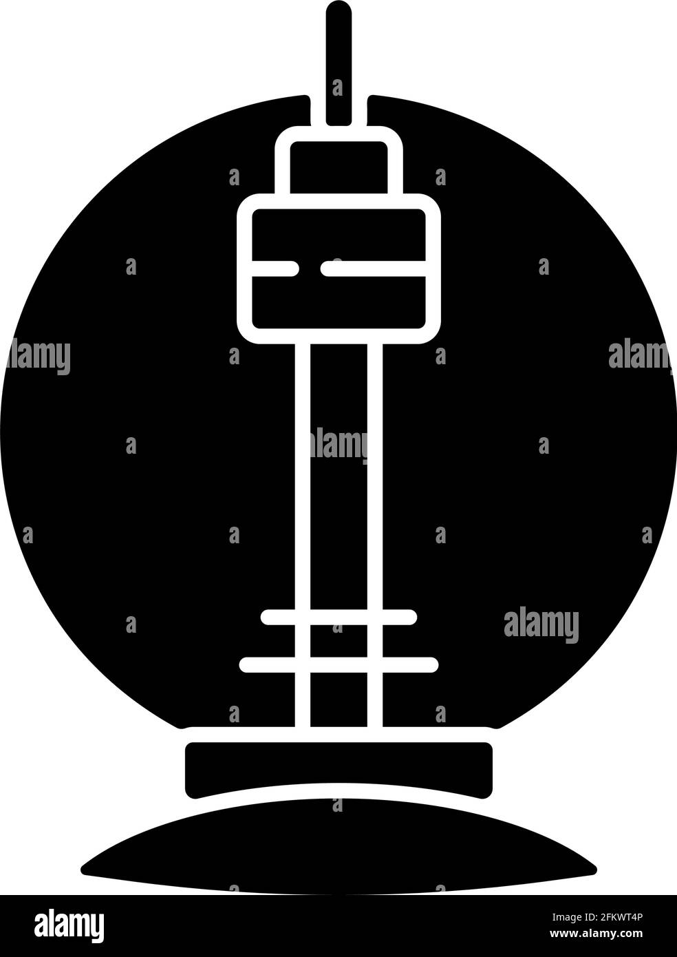 N Seoul Tower, schwarzes Glyphen-Symbol Stock Vektor