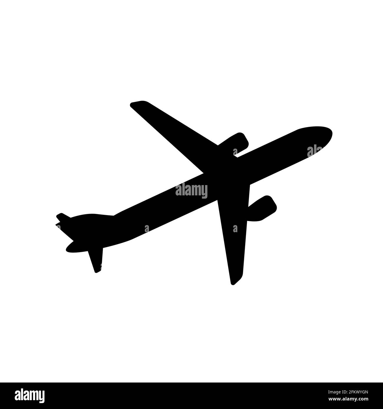 Silhouette von schwarz-weißen Flugzeugen am Himmel, isoliert. Vektorgrafik Stock Vektor