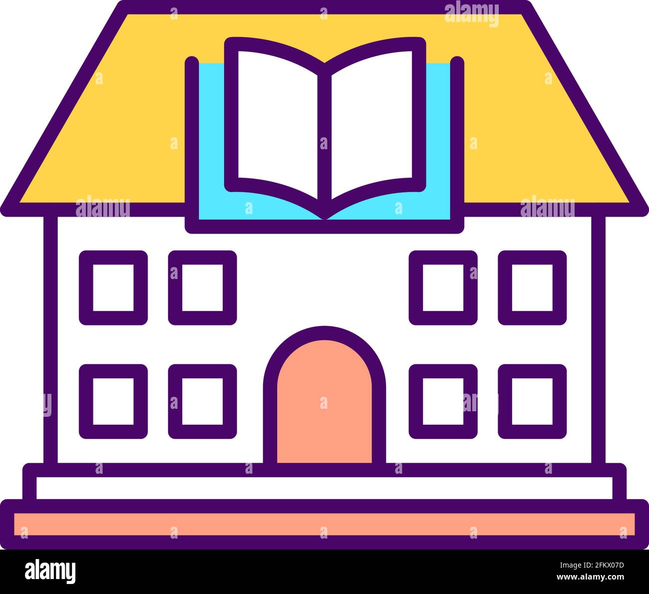 RGB-Farbsymbol für Bibliotheksgebäude Stock Vektor