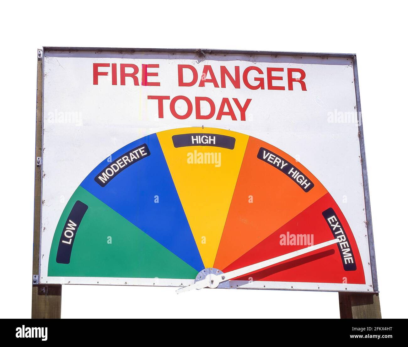 Feuer Warnschild am Highway 7, in der Nähe von Hanmer Springs, Hurunui District, Canterbury, Neuseeland Stockfoto