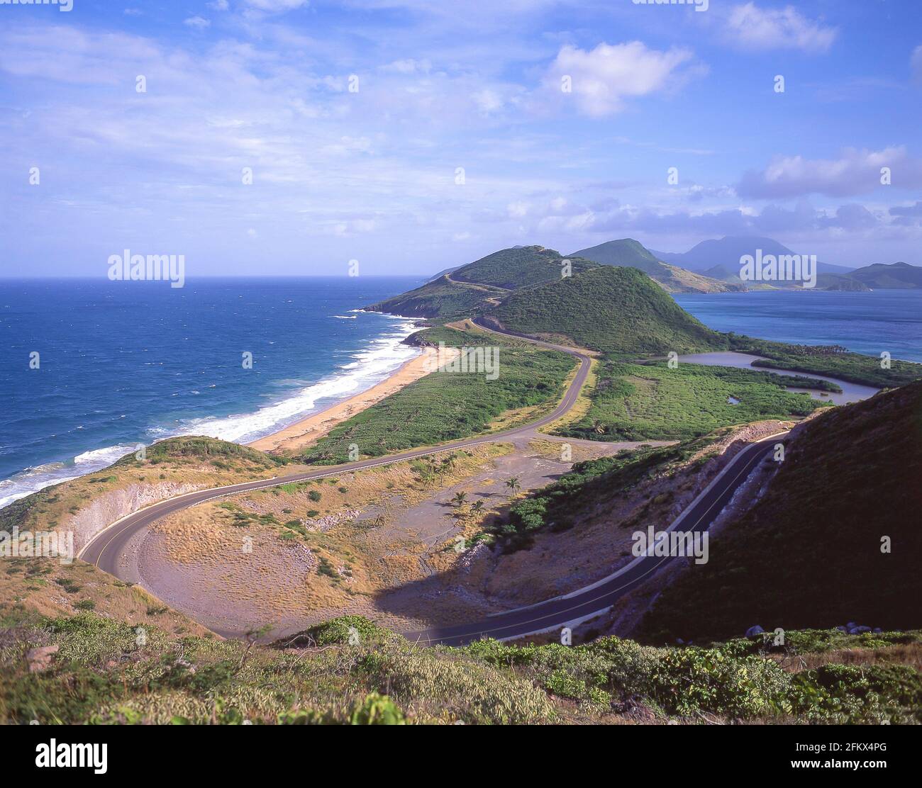 DR Kennedy Simmonds Highway, St. Kitts, St. Kitts und Nevis, kleine Antillen, Karibik Stockfoto